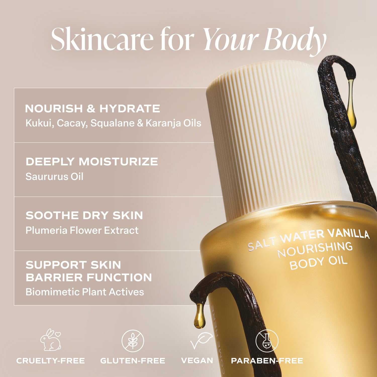 Saltair Body Oil - Luxurious Salt Water Vanilla After Shower and Bath Oil for Women and Men. Botanical, Non-Greasy