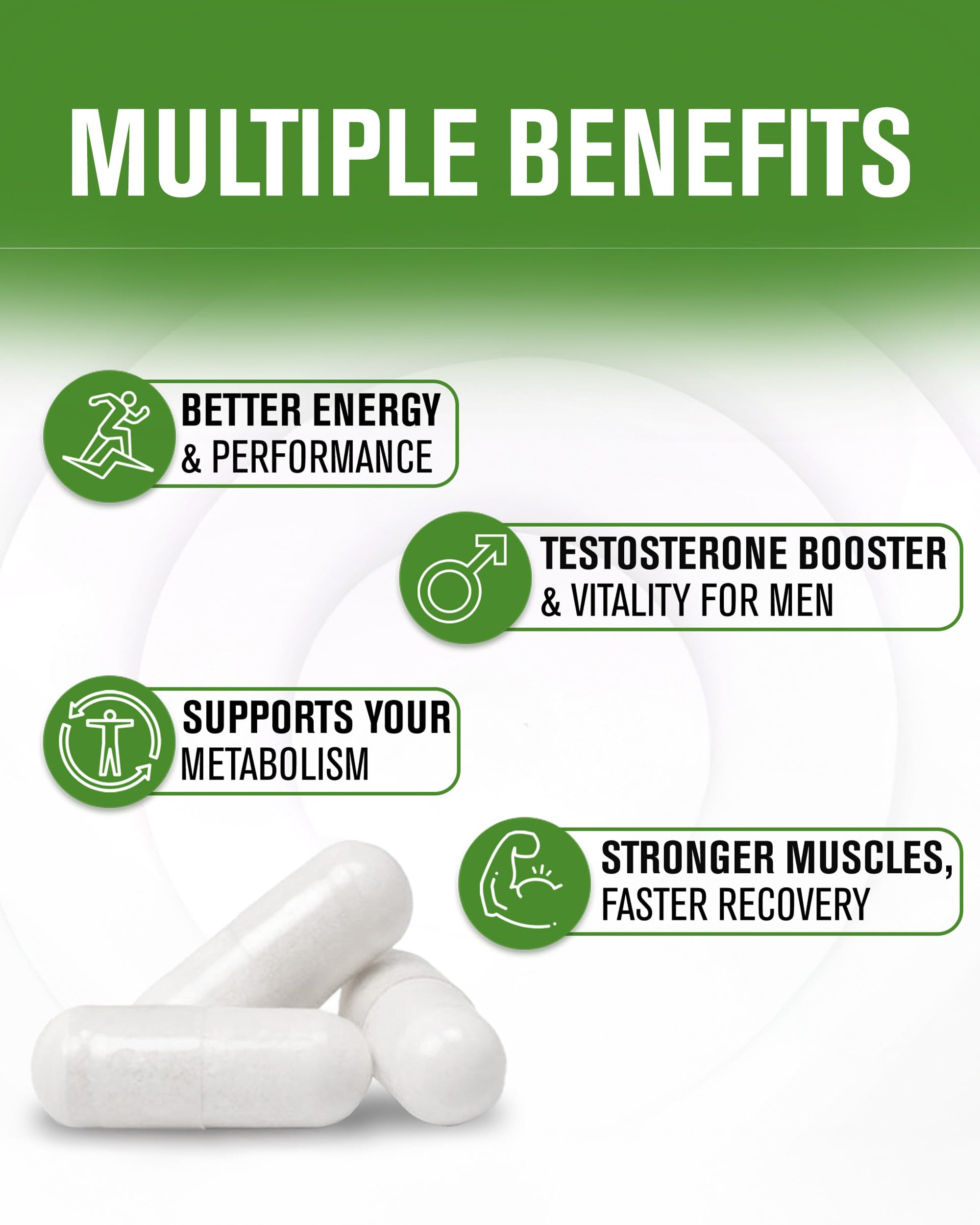 NaturalSlim Natural Booster for Men - Male Enhancing Supplement with Ginkgo Biloba, L Arginine, Zinc, Vitamin B3, & Testofen for Energy, Muscle Builder & Metabolism - 180 Capsules