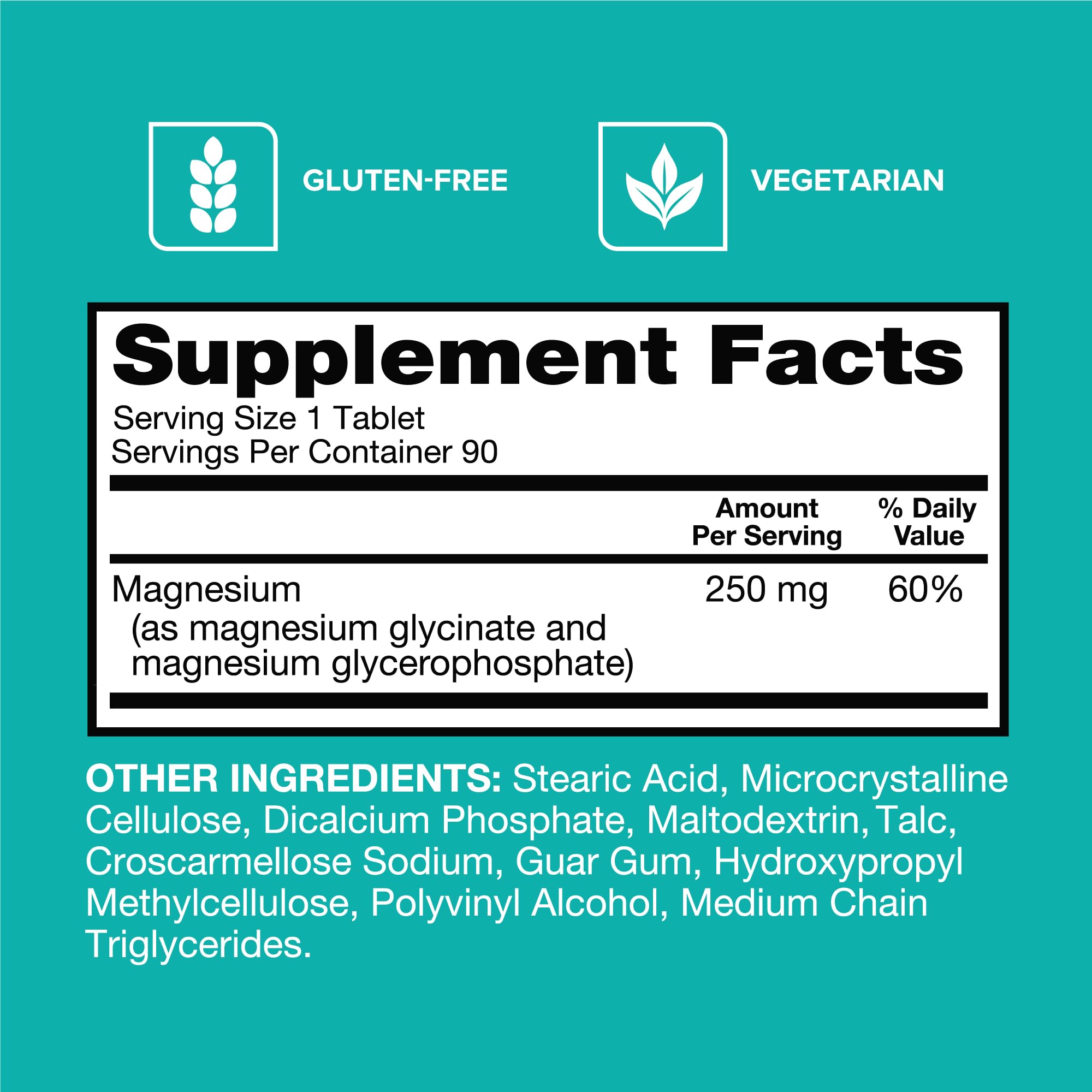 Qunol Magnesium Glycinate Complex, Gentle on Stomach, 250mg One Pill Dose, Superior-Absorption Magnesium, Nerve,