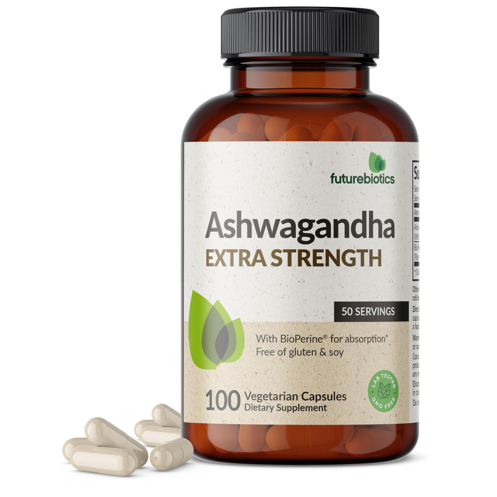 Futurebiotics Ashwagandha Extra Strength Stress & Mood Support with BioPerine - Non GMO Formula, 100 Vegetarian Capsules Futurebiotics Au supplements