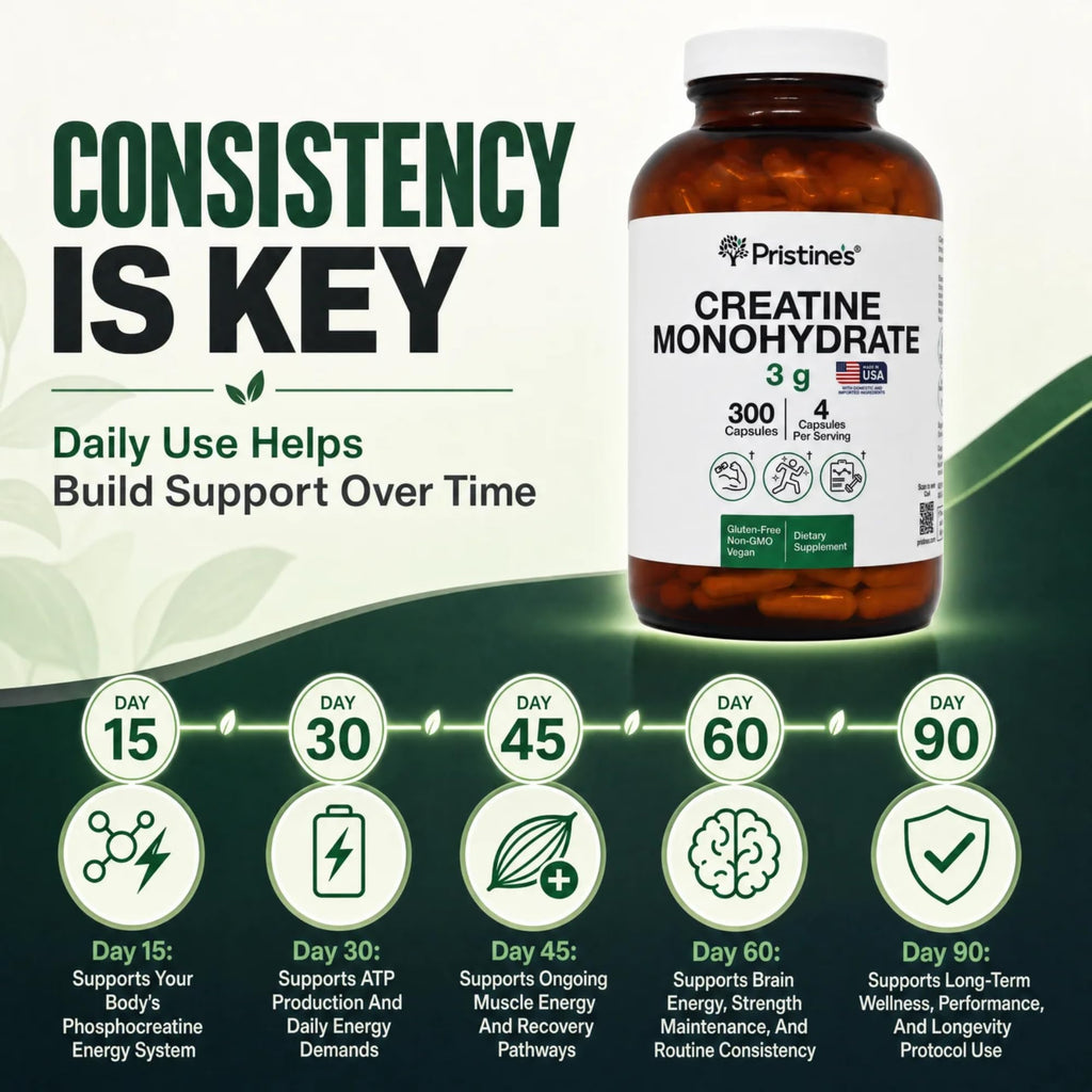 PRISTINE'S Creatine Monohydrate Capsules for Women & Men - NSF Certified 75 Day Supply 3G Creatine Pills for Women - Cognitive & Athletic Performance Support