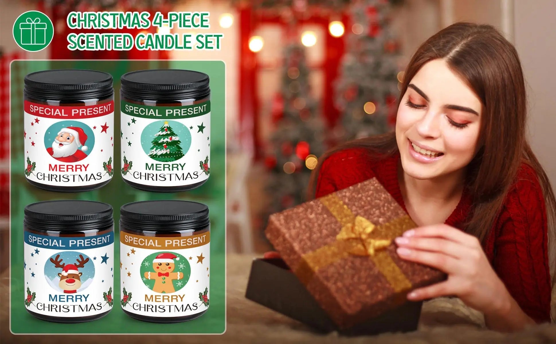 Christmas Candle Set Scented Candle Gift Set, 4 Pack 28 oz Christmas Scented Candles Over 180 Hours YINUO LIGHT Au supplements