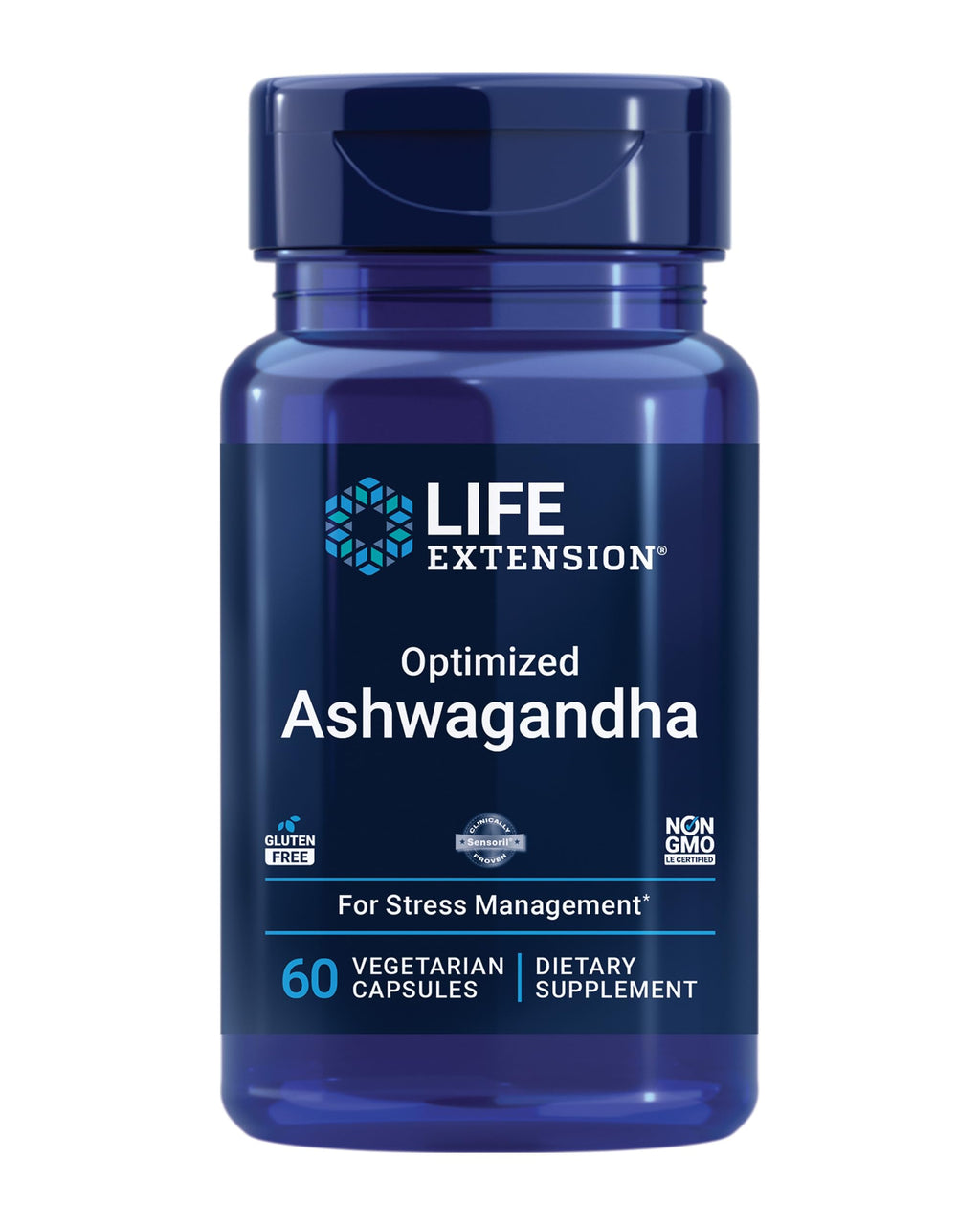 Life Extension Optimized Ashwagandha - Stress Management Supplement for a Healthy Stress Response, Focus, Memory, Stress Relief - Vegetarian, Gluten-Free, Non-GMO, 60 Capsules Life Extension Au supplements
