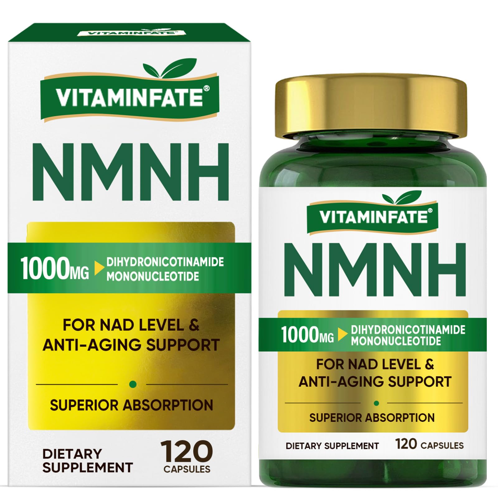 VITAMINFATE NMNH Supplement 1000 mg - 120 Capsules | NMN Alternative | Supports Anti-Aging, Cellular Energy and Repair, Metabolism & Brain Boost VITAMINFATE Au supplements