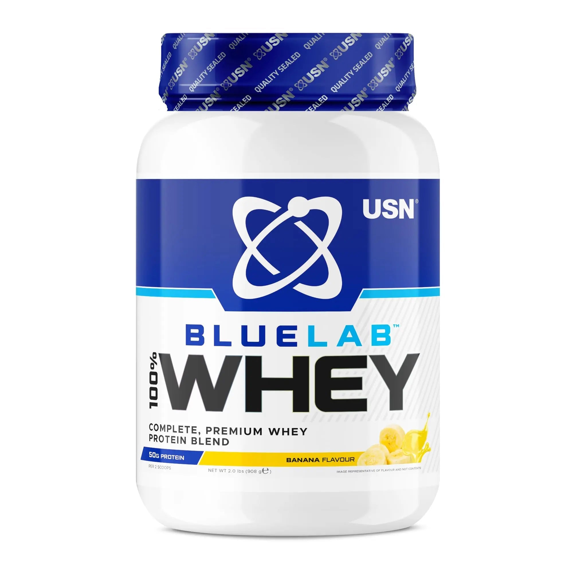 USN Blue Lab Whey Protein Powder: Banana - Whey Protein 908g - Post-Workout USN Au supplements