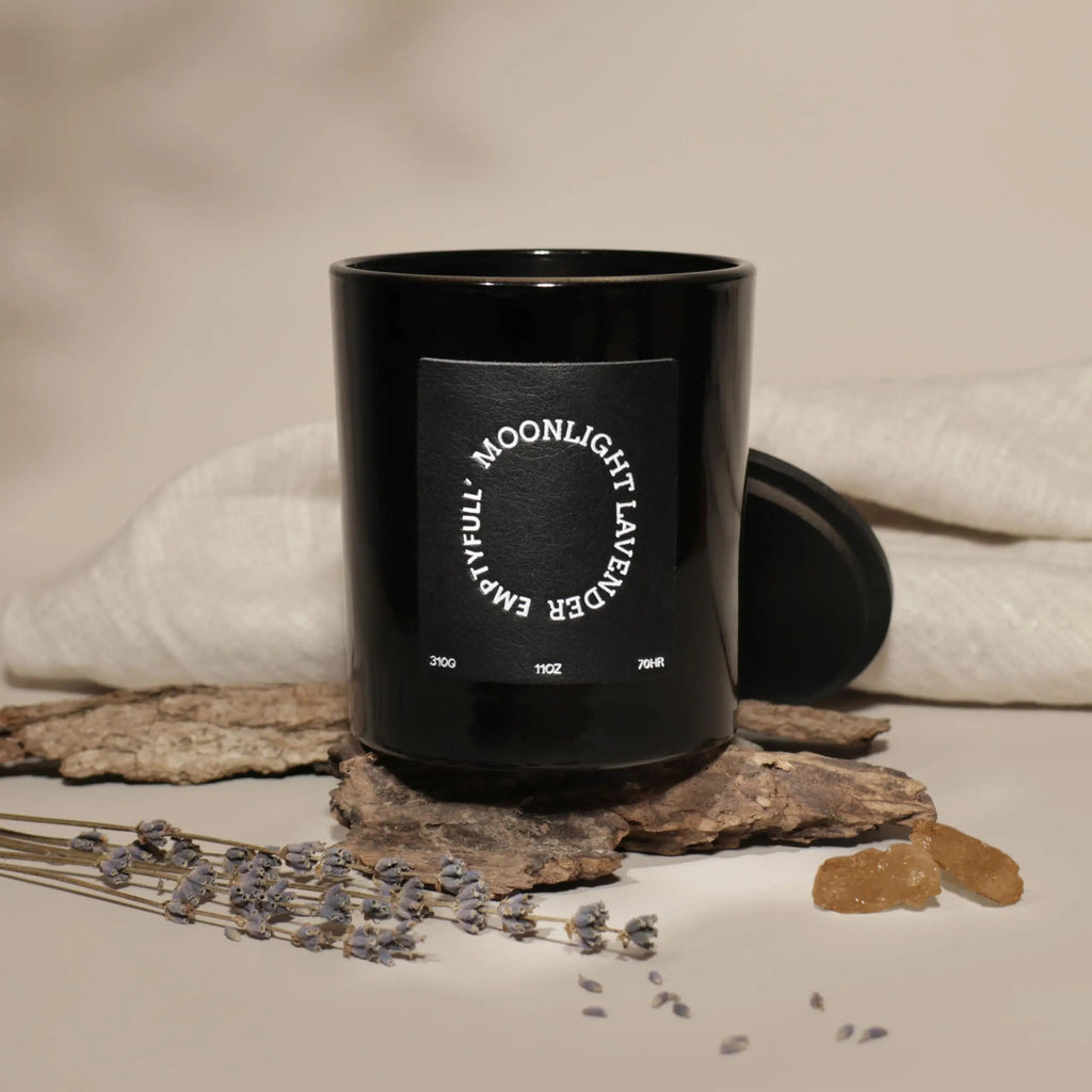 EMPTYFULL Lavender Scented Candles, Wood Wick, 11 oz Large Candle, Natural Soy Candles Emptyfull Au supplements