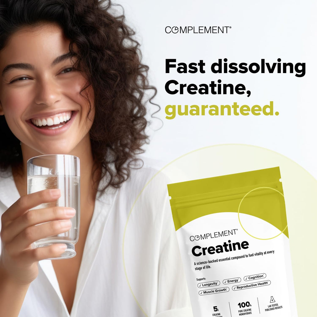 Complement Creatine Monohydrate Micronized Powder for Women and Men (5g, 60 Servings) Pre Workout, Post Workout, Muscle Recovery, Brain Health, Longevity- Vegan, Unflavored Complement Au supplements