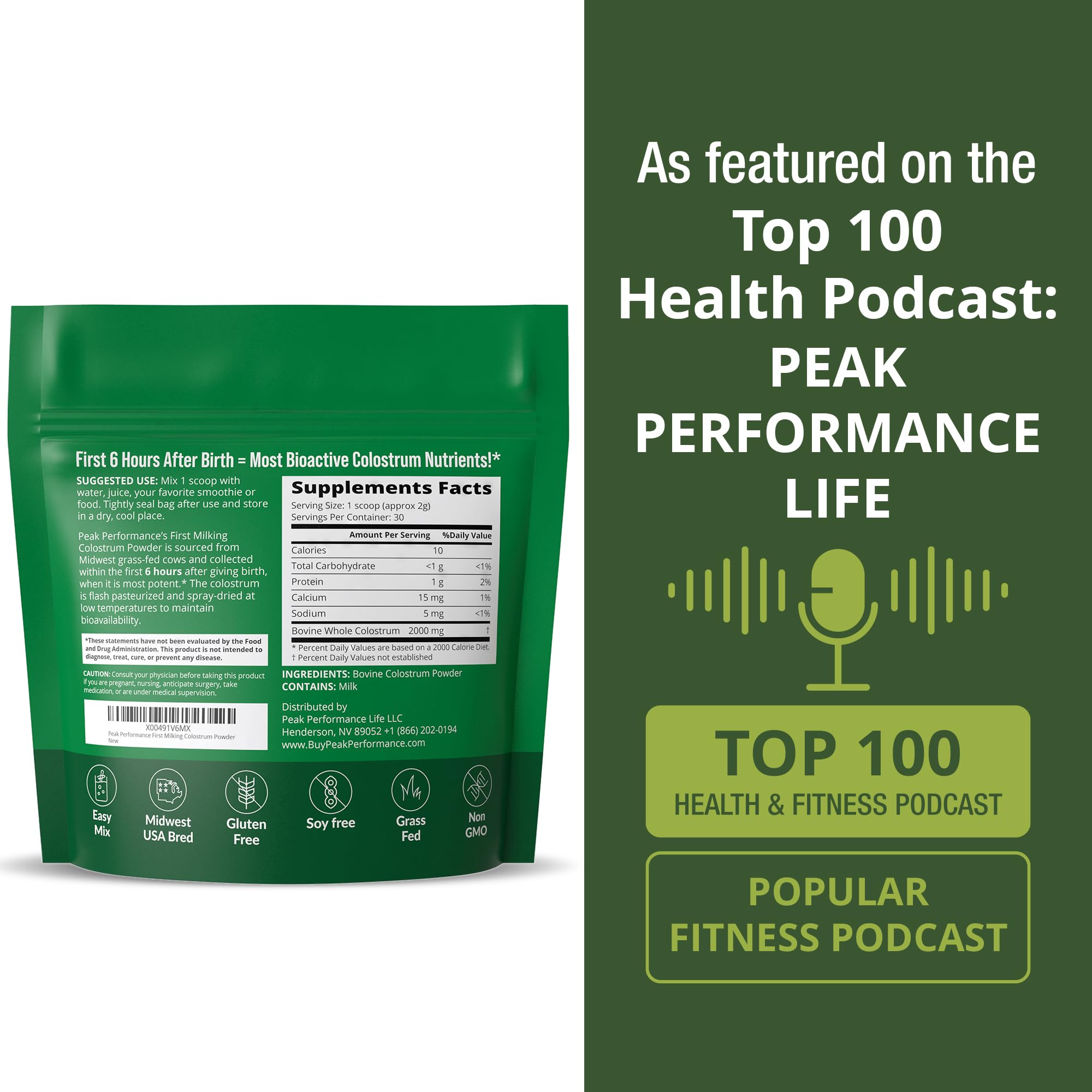 First Milking Colostrum Powder from Grass Fed USA Cows Milked Within 6 Hours of Giving Birth to Get the Most Bioactive Nutrients. High Immunoglobulin Non-GMO Bovine Colostrum Supplement for Humans Peak Performance Au supplements