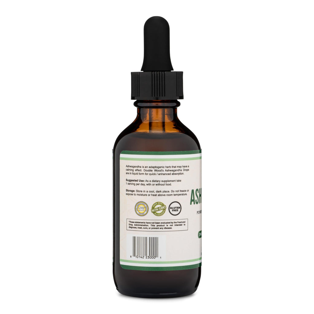 Ashwagandha Organic Drops for Stress Relief (1,200mg, 60 Servings) Ashwagandha Tincture for Adrenal Support and Cortisol Manager
