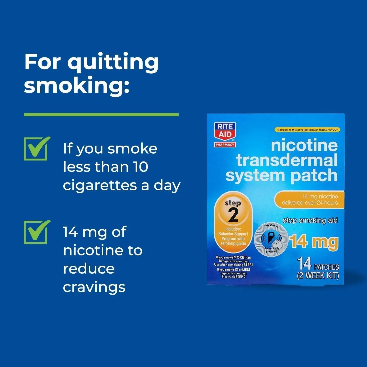 Rite Aid Nicotine Transdermal System Patch, Step 2, 14mg - 14 ct, Nicotine Rite Aid Au supplements