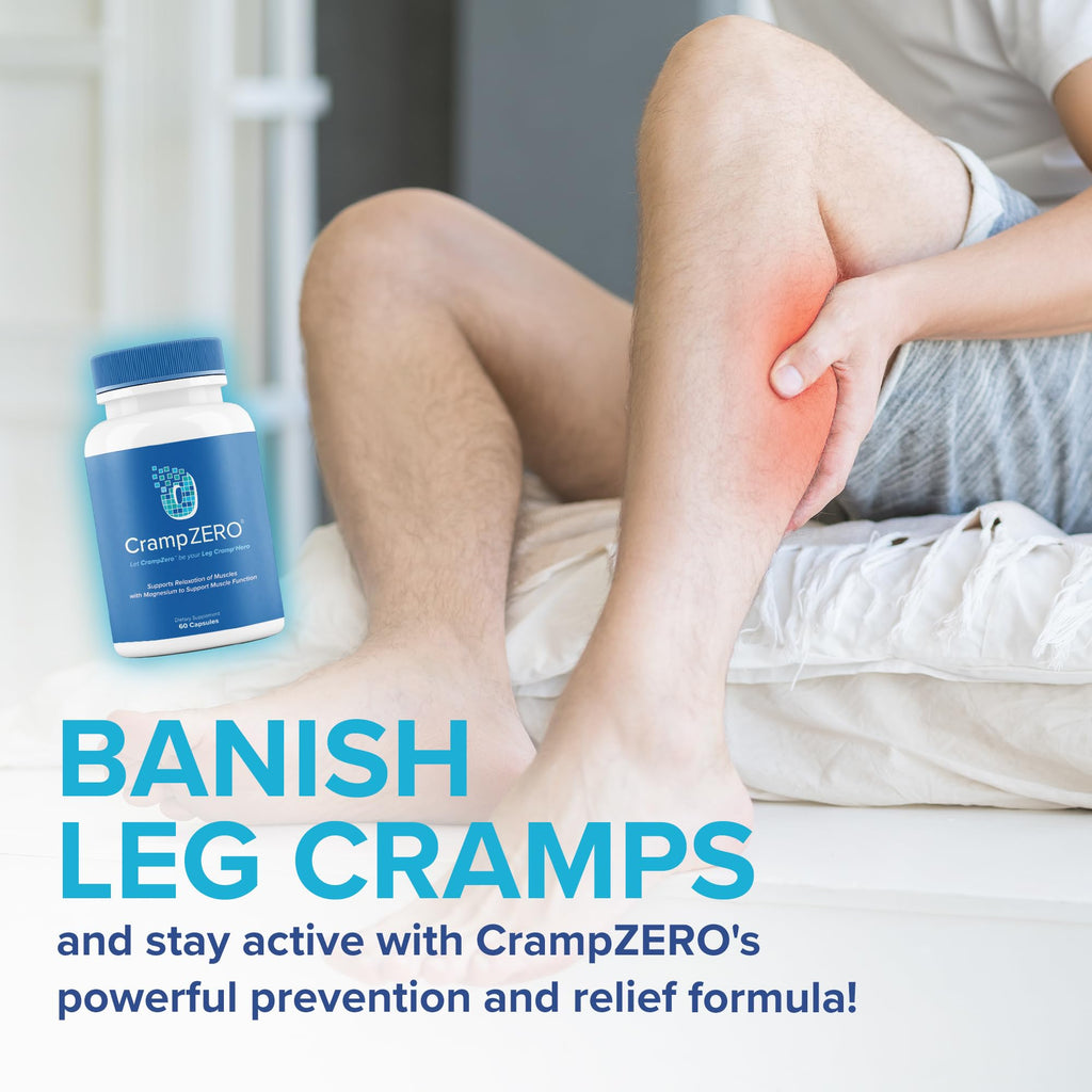 CrampZero Magnesium for Leg Cramps at Night – Potassium Magnesium Supplement with Calcium and Vitamin D3, Supports Muscle Relaxation and Function, Night Leg Cramps Relief, 60 Capsules CrampZero Au supplements