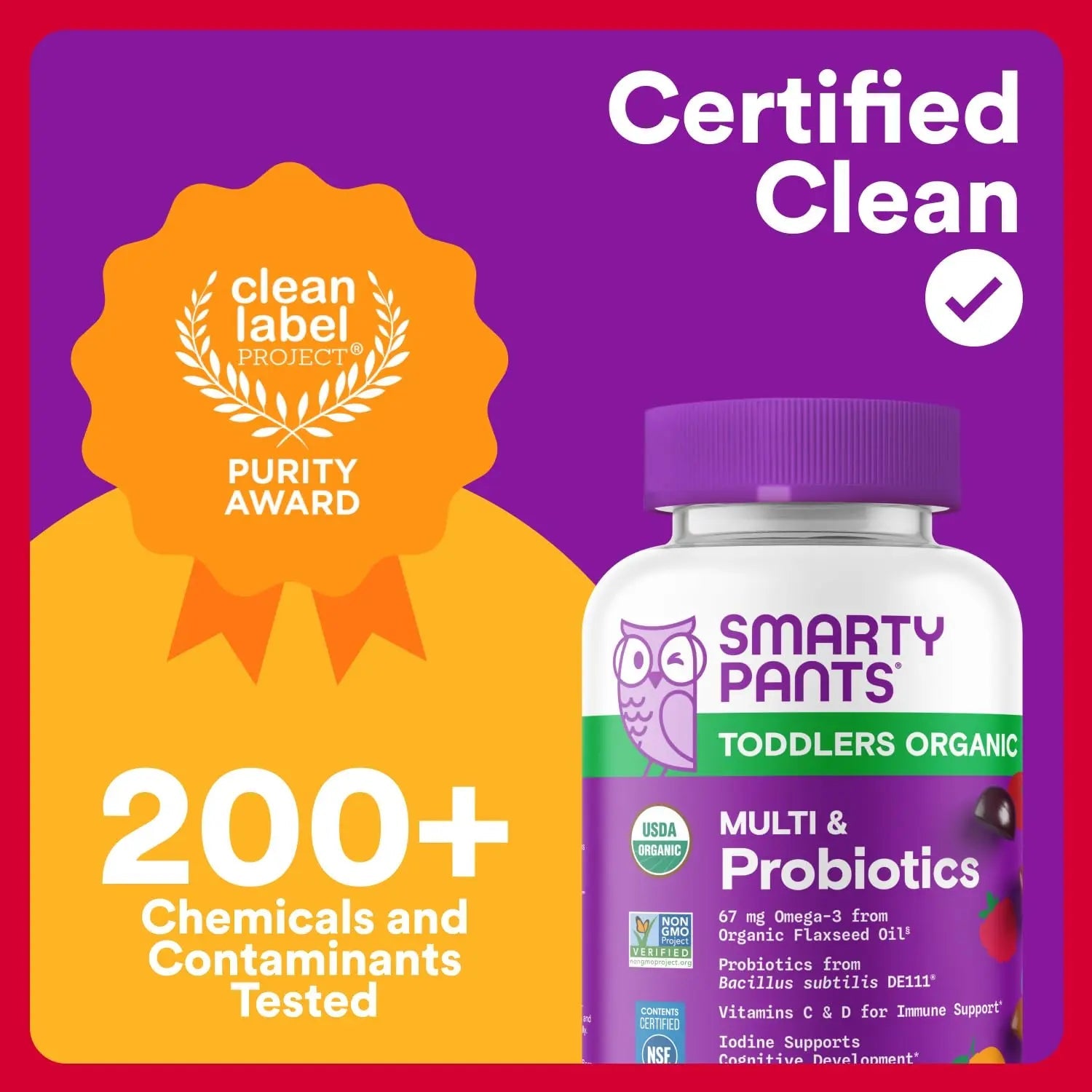 SmartyPants Organic Toddler Multivitamin Gummies: Probiotics, Omega 3 (ALA), Vitamin D3, C, Vitamin B12, B6, A, K & Zinc, Beta Carotene, Gluten Free SmartyPants Au supplements
