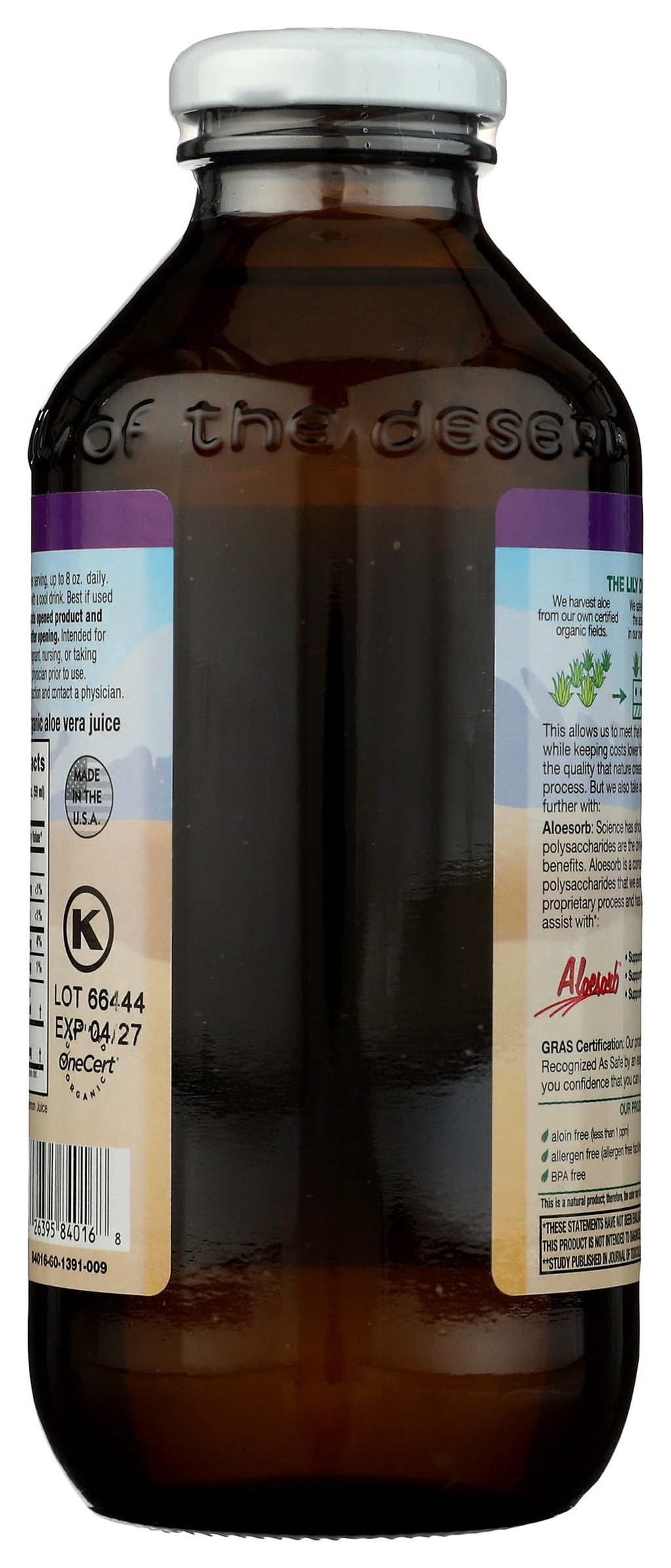 Lily of the Desert Aloe Vera Juice, Whole Leaf Filtered, Organic & Preservative Free – Natural Vitamins, Digestive Enzymes for Gut Health,