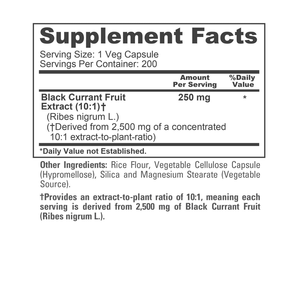 NusaPure Black Currant 10:1 Extract, 250 mg Equivalent to 2,500mg, per Veg Caps 200 Vegan, Non-GMO NusaPure Au supplements