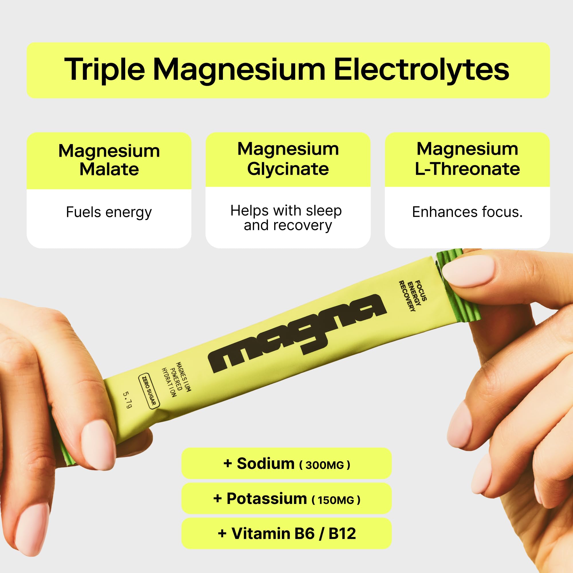 MAGNA Electrolytes Powder Drink Mix for Hydration, Energy & Focus Support with Magnesium L Threonate (28 Servings, Variety)