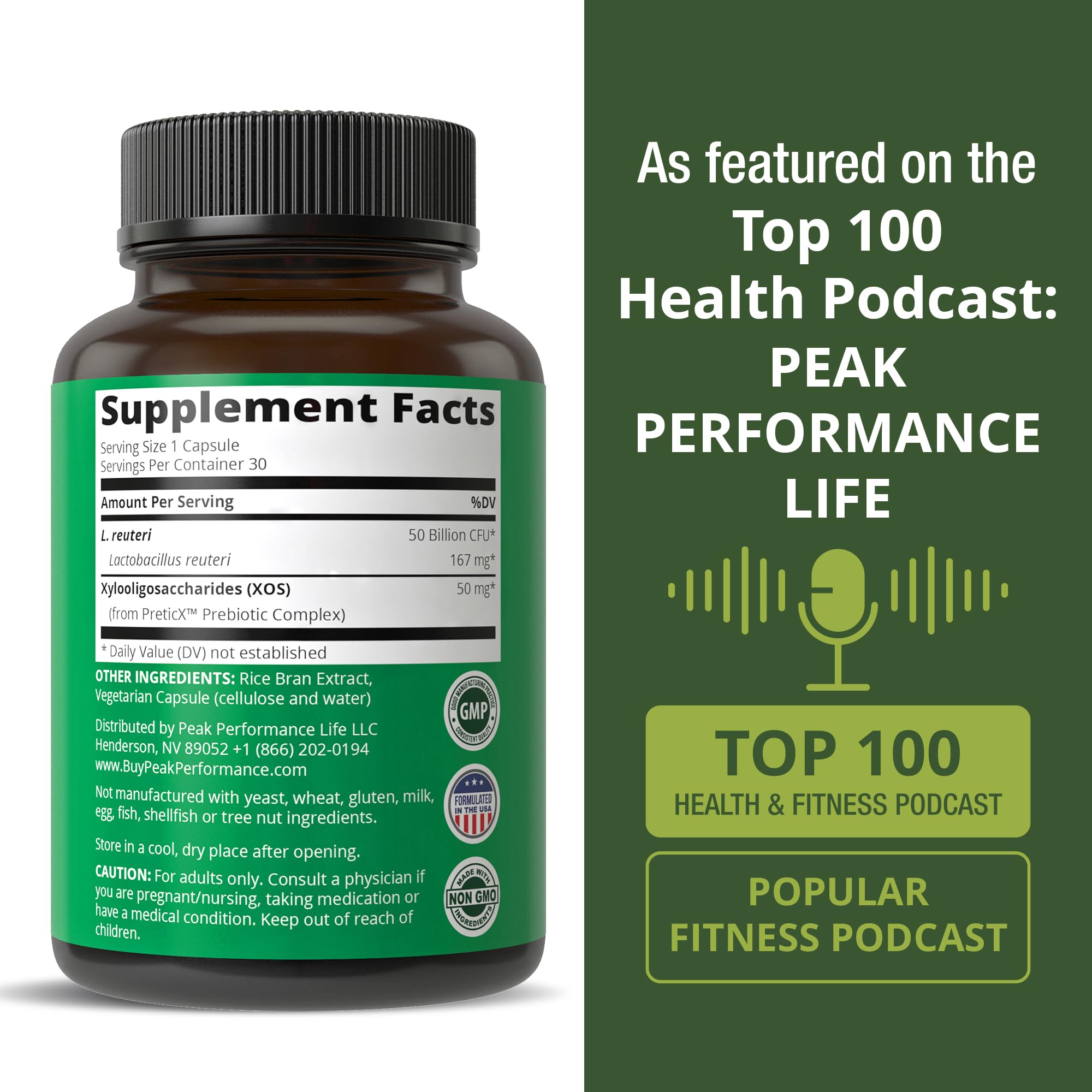 Lactobacillus Reuteri 50 Billion CFU Probiotics with Clinically Studied PreticX® XOS Prebiotic. L Reuteri Probiotic Capsules Supplement for Gut Health and Digestive Support. for Both Women & Men Peak Performance Au supplements