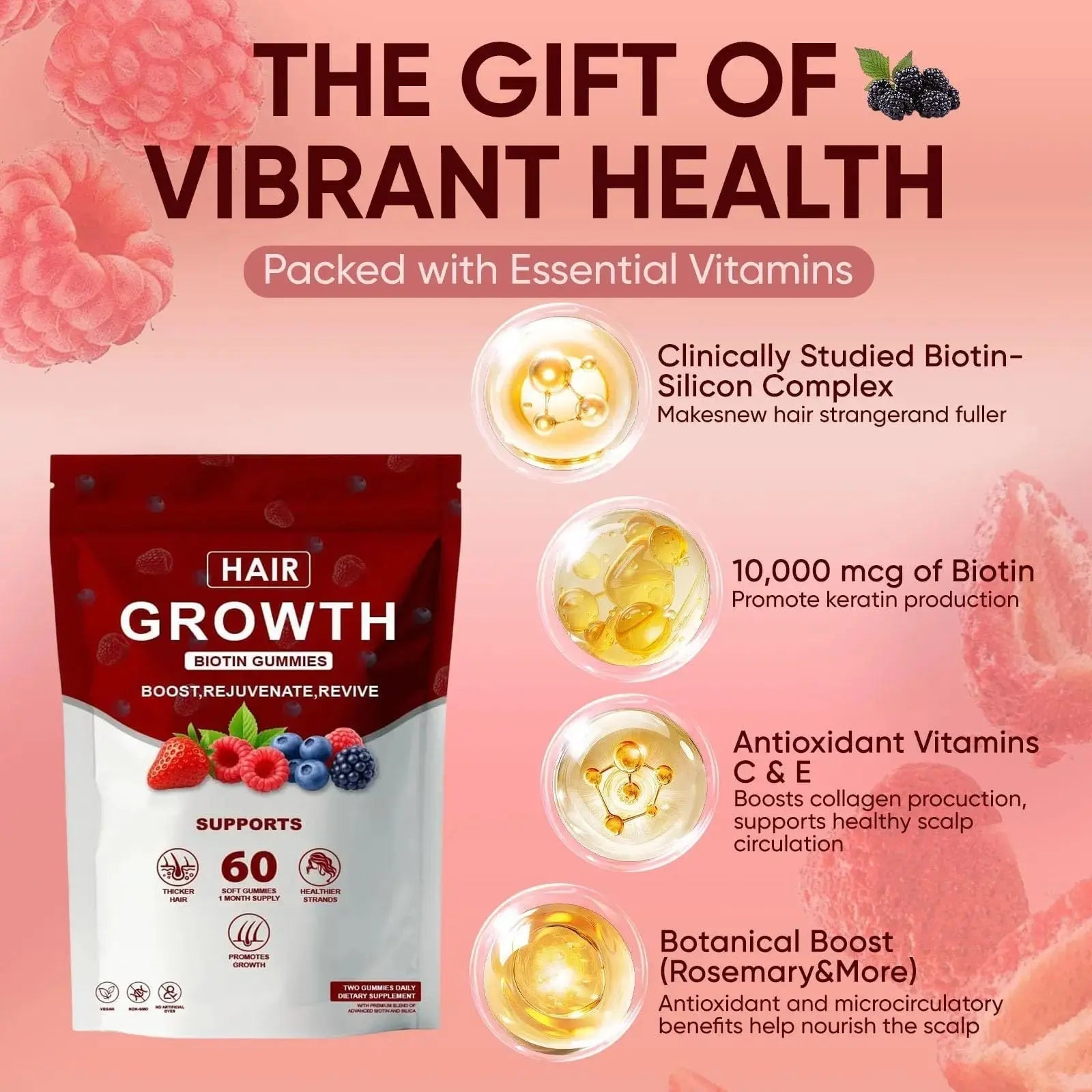 Neonomicon Lumin Hair Growth Gummies – with Biotin, Vitamin C & E, Rosemary, Saw Palmetto – Supports Healthy Hair Growth & Strength Neonomicon Au supplements