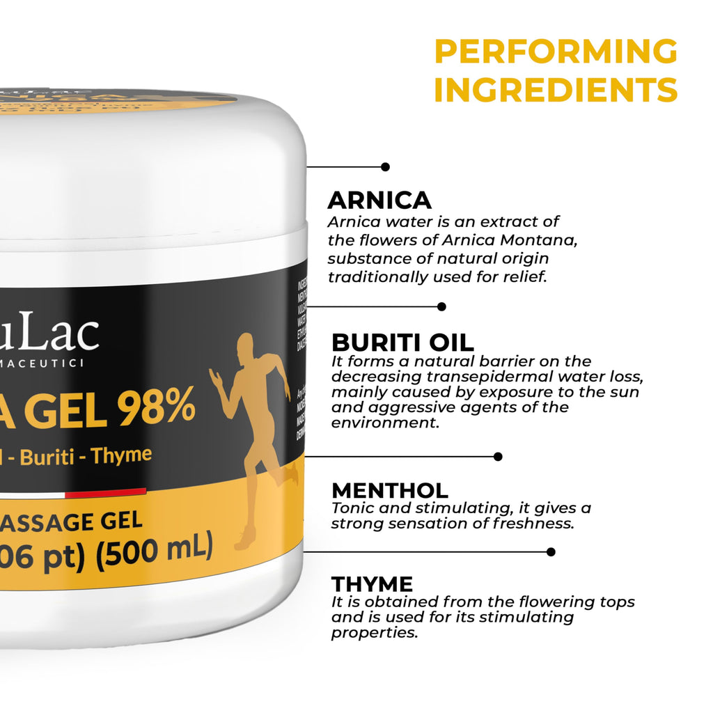 Dulac Arnica Body Massage Gel – Water-Based Cosmetic Massage Gel with Arnica Montana, Fast-Absorbing Lightweight Texture, Non-Greasy Feel, Dermatologically Tested, 16.9 fl oz DULÀC FARMACEUTICI 1982 Au supplements