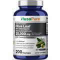 NusaPure Olive Leaf 20% Oleuropein 50:1 Extract, 500 mg Equivalent to 25,000 mg 200 Veg Caps Suitable for Vegetarians and Vegans, Non-GMO NusaPure Au supplements