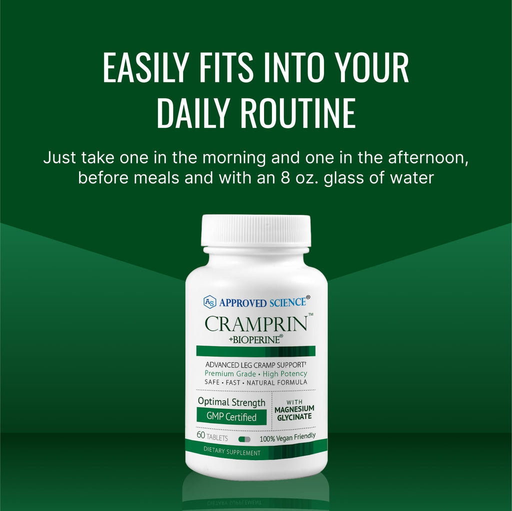 Approved Science Cramprin - High Absorption Magnesium, Vitamin B Complex, BioPerine - Muscle Cramps - 6 Month Supply - 2 Bottles - Vegan Approved Science Au supplements
