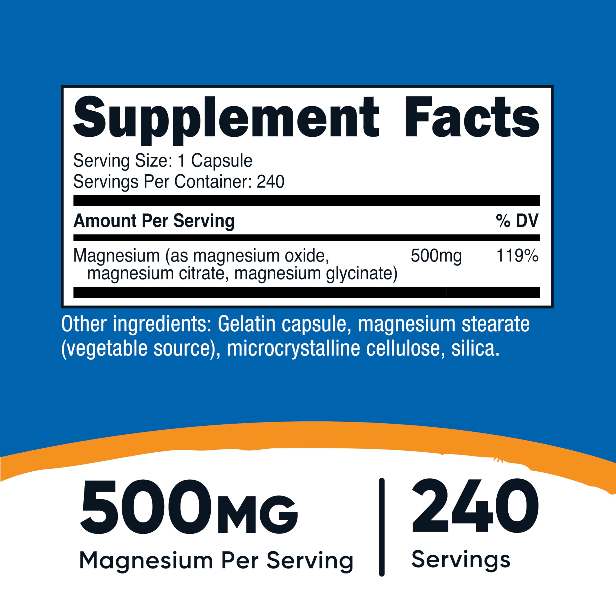 Nutricost Magnesium Complex 500mg, 240 Capsules - Magnesium Oxide, Citrate, and Glycinate - Gluten Free and Non-GMO Nutricost Au supplements