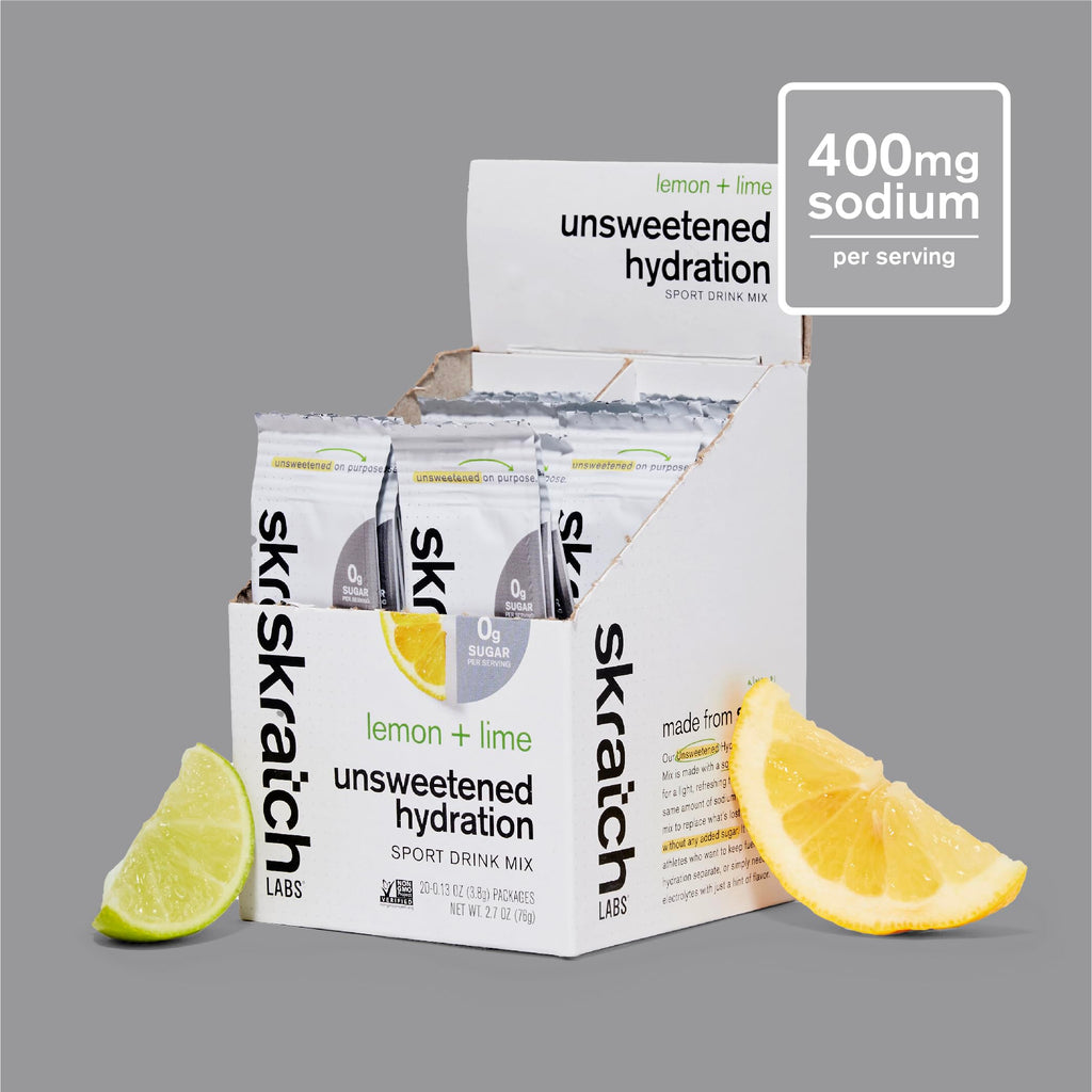 Skratch Labs Unsweetened Hydration Sport Drink Mix | Sugar Free | Electrolytes Booster | Lemon + Lime Bundle | Non-GMO, Vegan, Kosher, Keto, Paleo