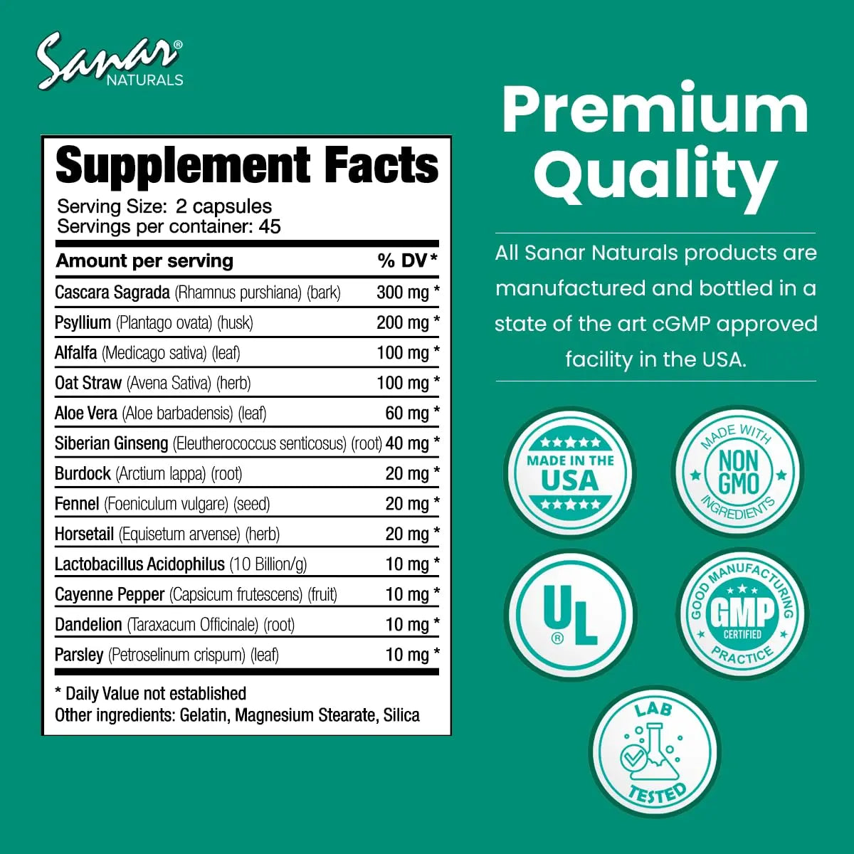 Sanar Naturals Colon Cleanser - Herbal Blend with Probiotics and Fibers - Digestive Health Sanar Naturals Au supplements