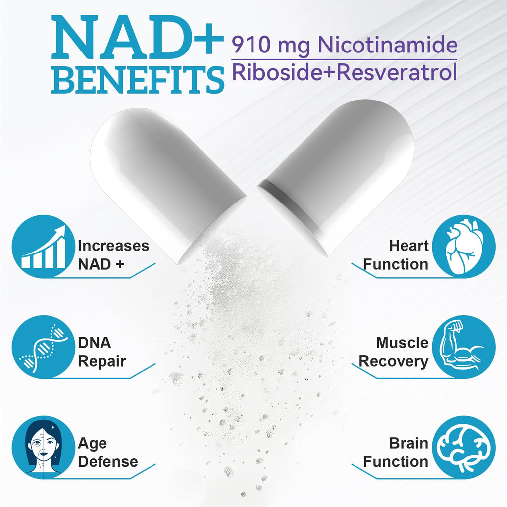 Daiasns NAD Supplement for Men and Women - Liposomal Nicotinamide Riboside, Quercetin, NAD+ Supplement with Resveratrol 910mg - Supports Muscle, Brain, Energy, 120 Capsules Daiasns Au supplements