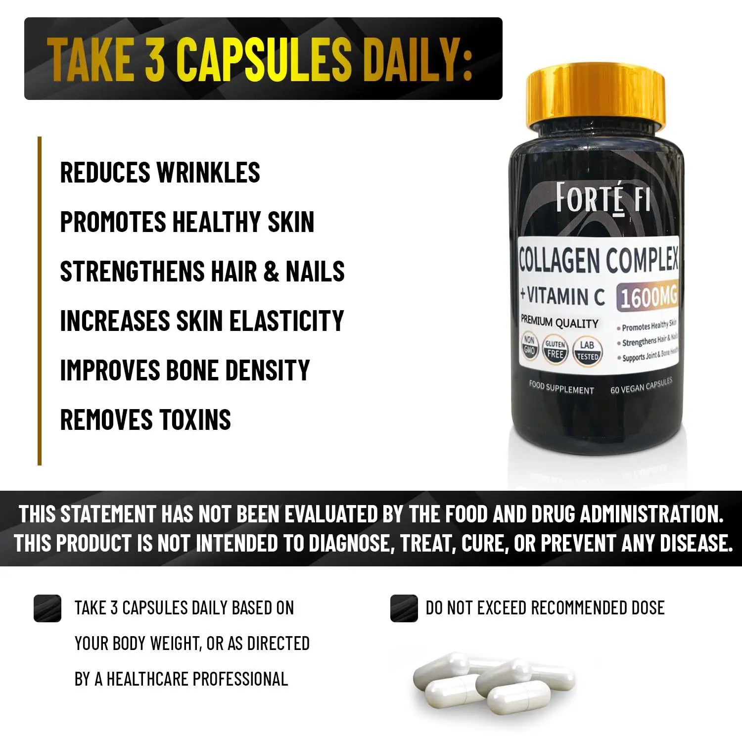 Pure Collagen with Vitamin C - Collagen Supplements for Women & Men - Use with Multivitamin Tablets Generic Au supplements