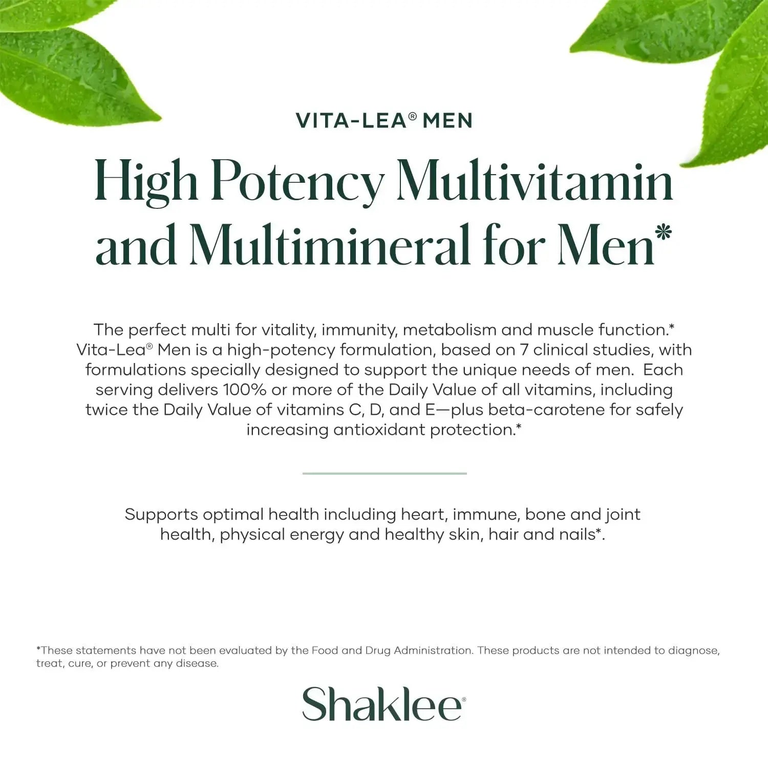 Shaklee - Vita-Lea® Men High Potency Multivitamin and Multimineral - Supports Heart, Immune, Bone, and Joint Health Shaklee Au supplements