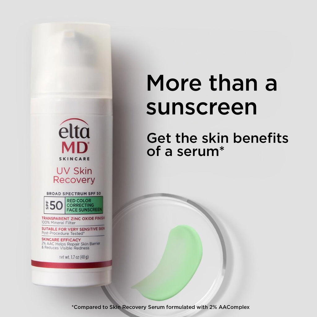 EltaMD UV Skin Recovery Green Tint 100% Mineral Sunscreen, SPF 50, Redness Correcting