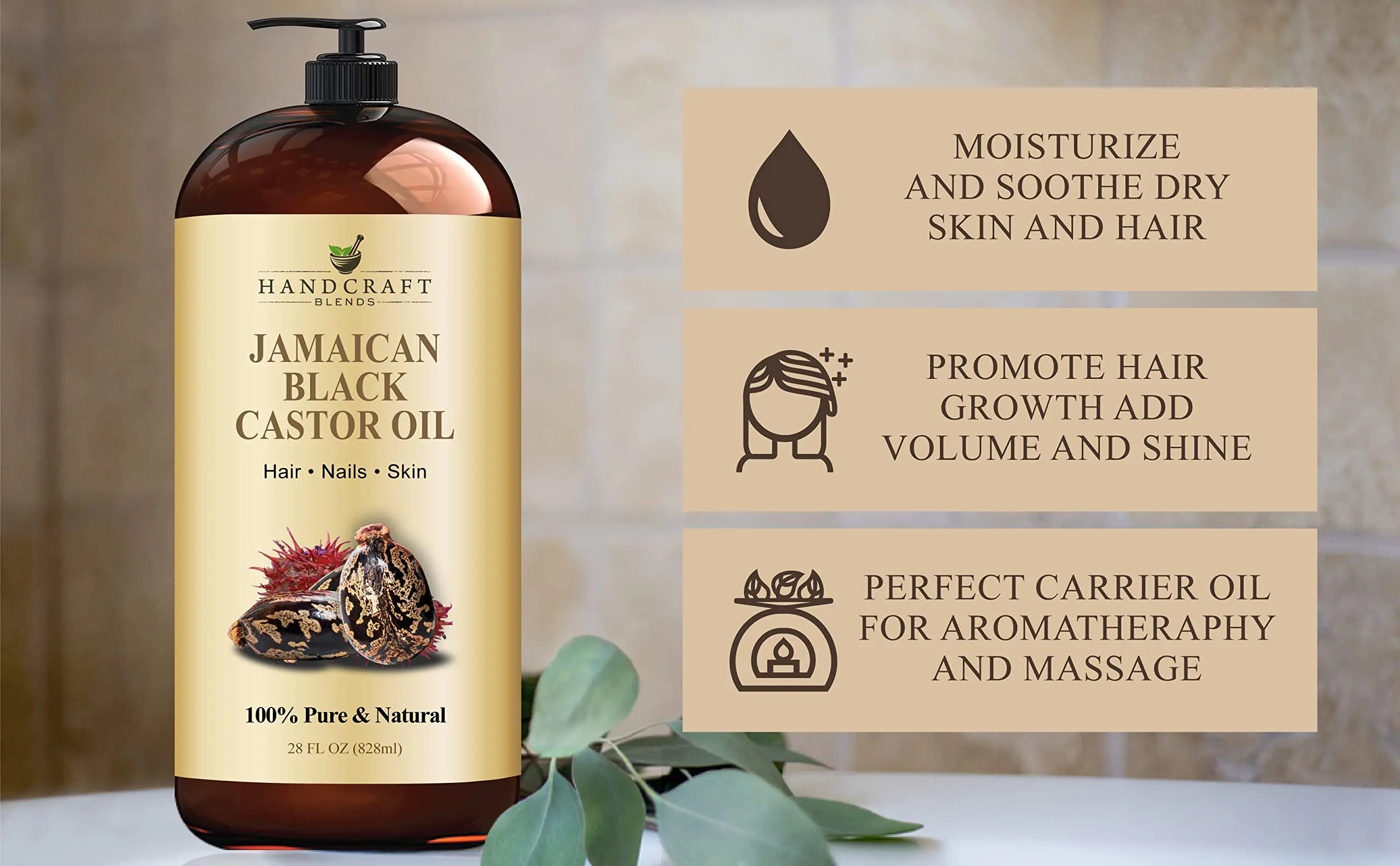 Handcraft Blends Jamaican Black Castor Oil for Hair Growth, Eyelashes and Eyebrows Handcraft Blends Au supplements