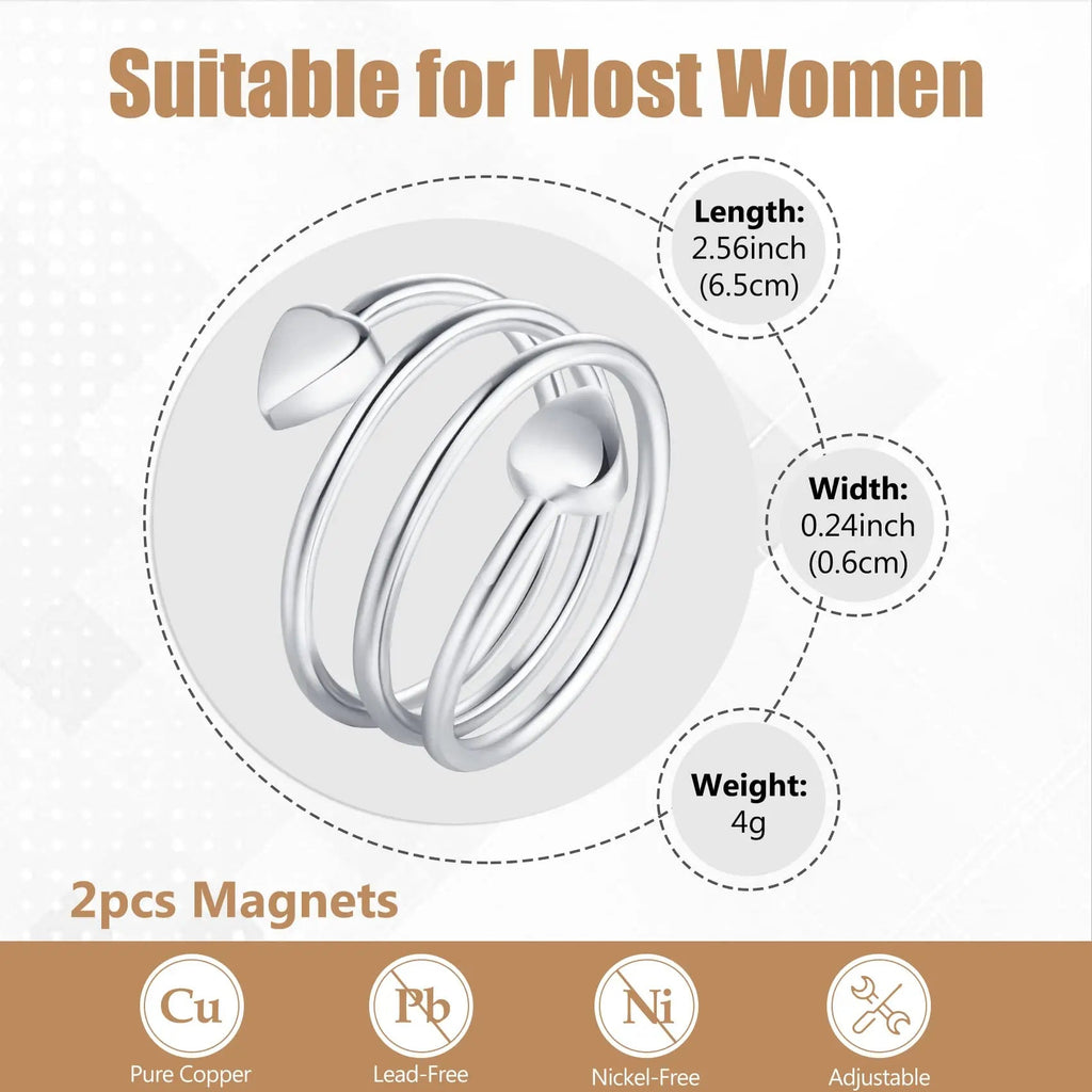 Jecanori Copper Rings for Women,Magnetic Ring Adjustable Love Heart Copper Rings Jecanori Au supplements