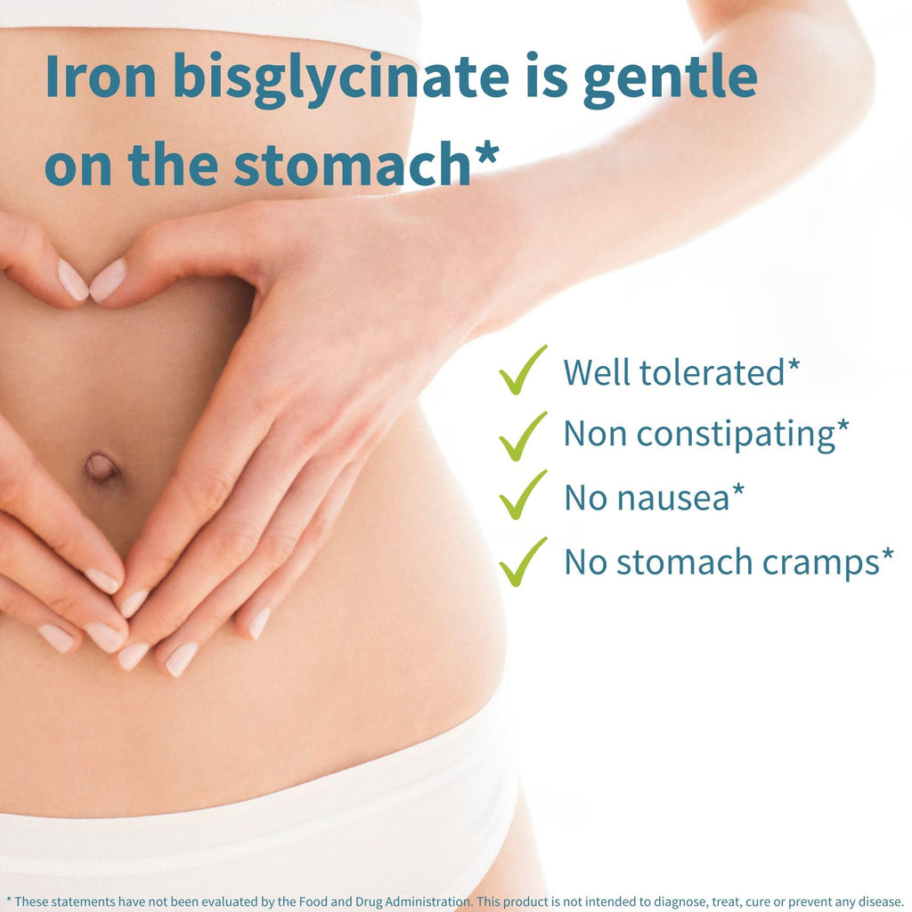 Igennus Clean Iron Bisglycinate 20mg, Vitamin C, 6 Month Supply, Gentle Chelated High Absorption Formula & Targeted Release Ferrous Bisglycinate