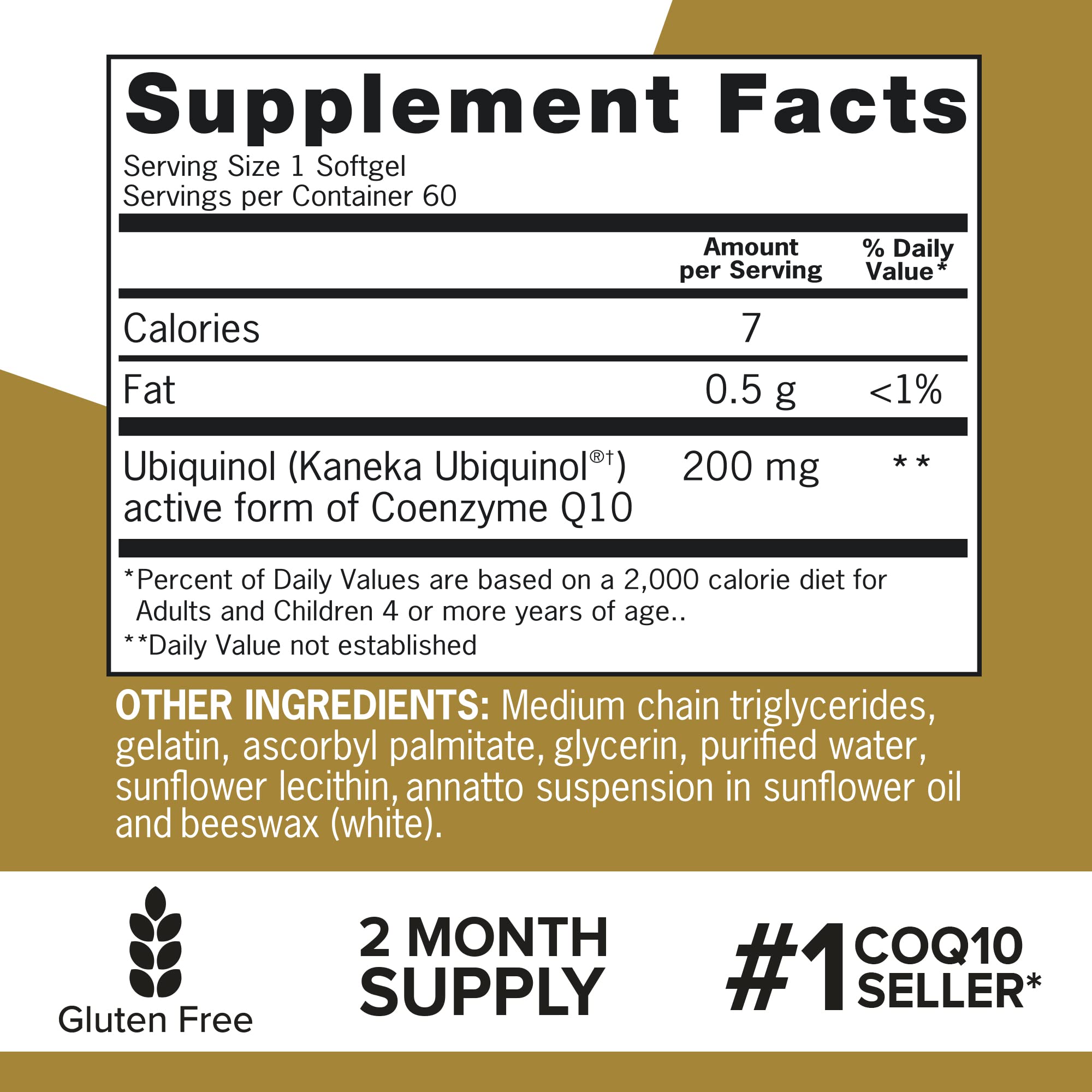 Qunol 200mg Ubiquinol, Powerful Antioxidant for Heart and Vascular Health, Essential for energy production, Natural Supplement Active Form of CoQ10, 60 Count