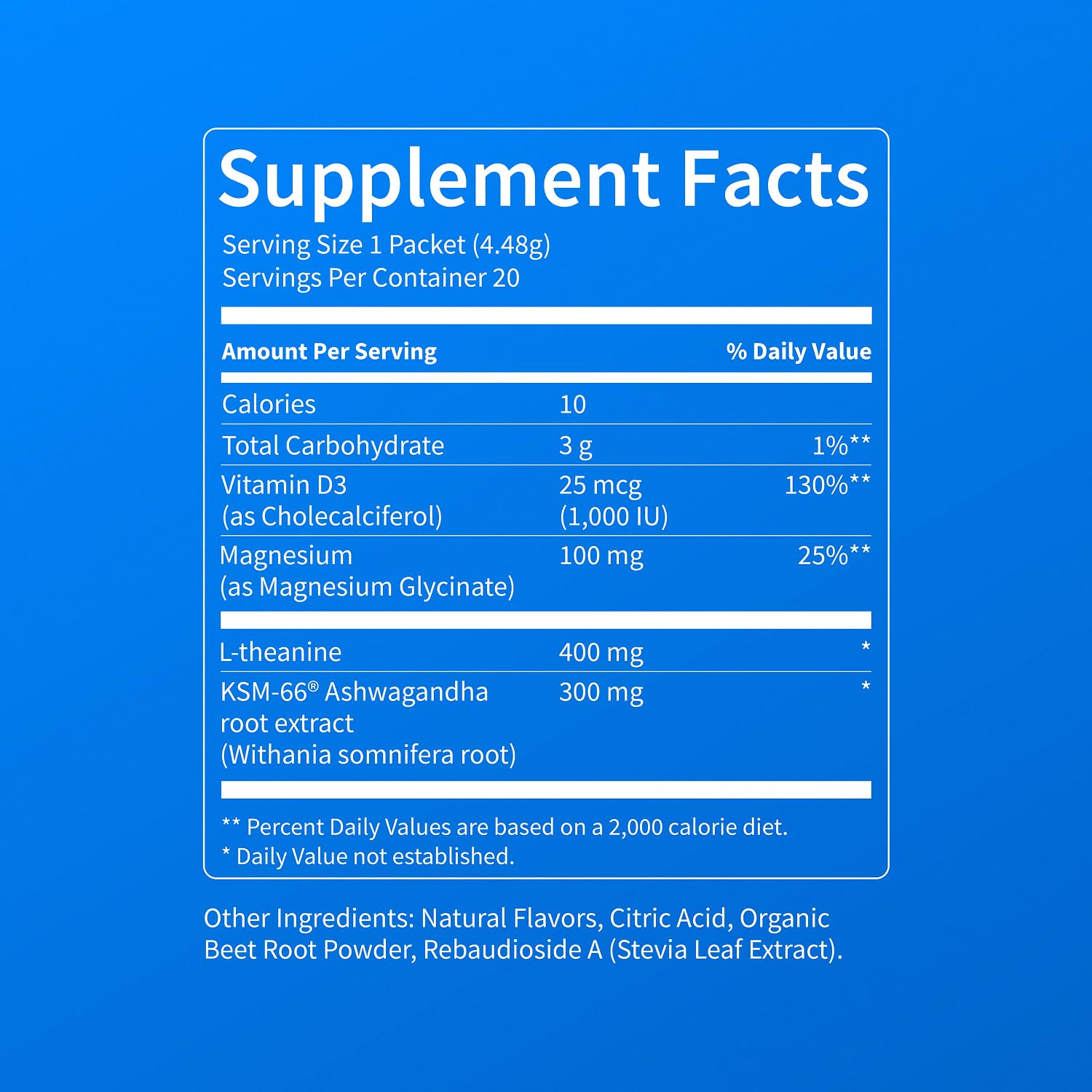Nello Supercalm Powdered Drink Mix, Cortisol Reducer and Sleep Aid Supplement, L Theanine, Ksm-66 Ashwagandha, Magnesium Glycinate, Vitamin D 3, No Sugar, Non GMO