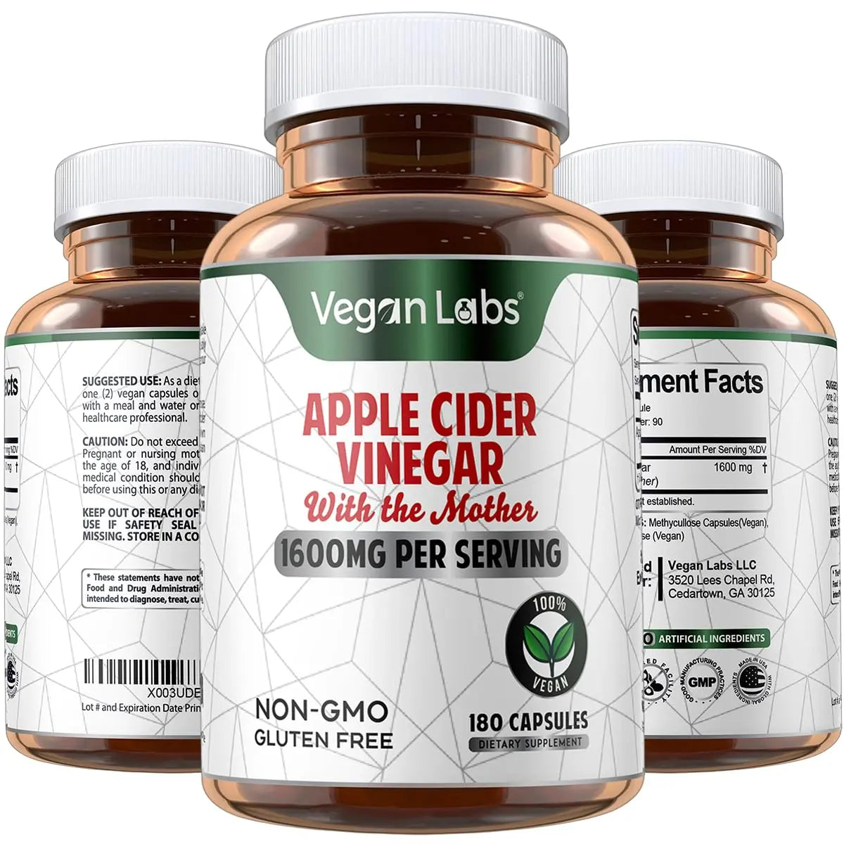 Vegan Labs Apple Cider Vinegar Capsules with The Mother- 180 Vegan Capsules Vegan Labs Au supplements