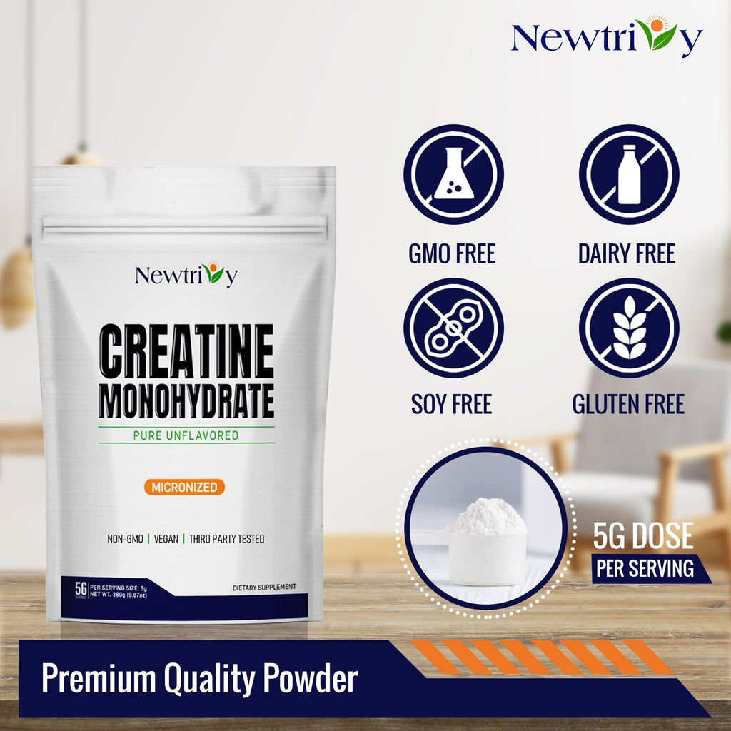 Creatine Monohydrate,Micronized, Pure,Unflavored,280g (9.8oz) Newtrivy Au supplements