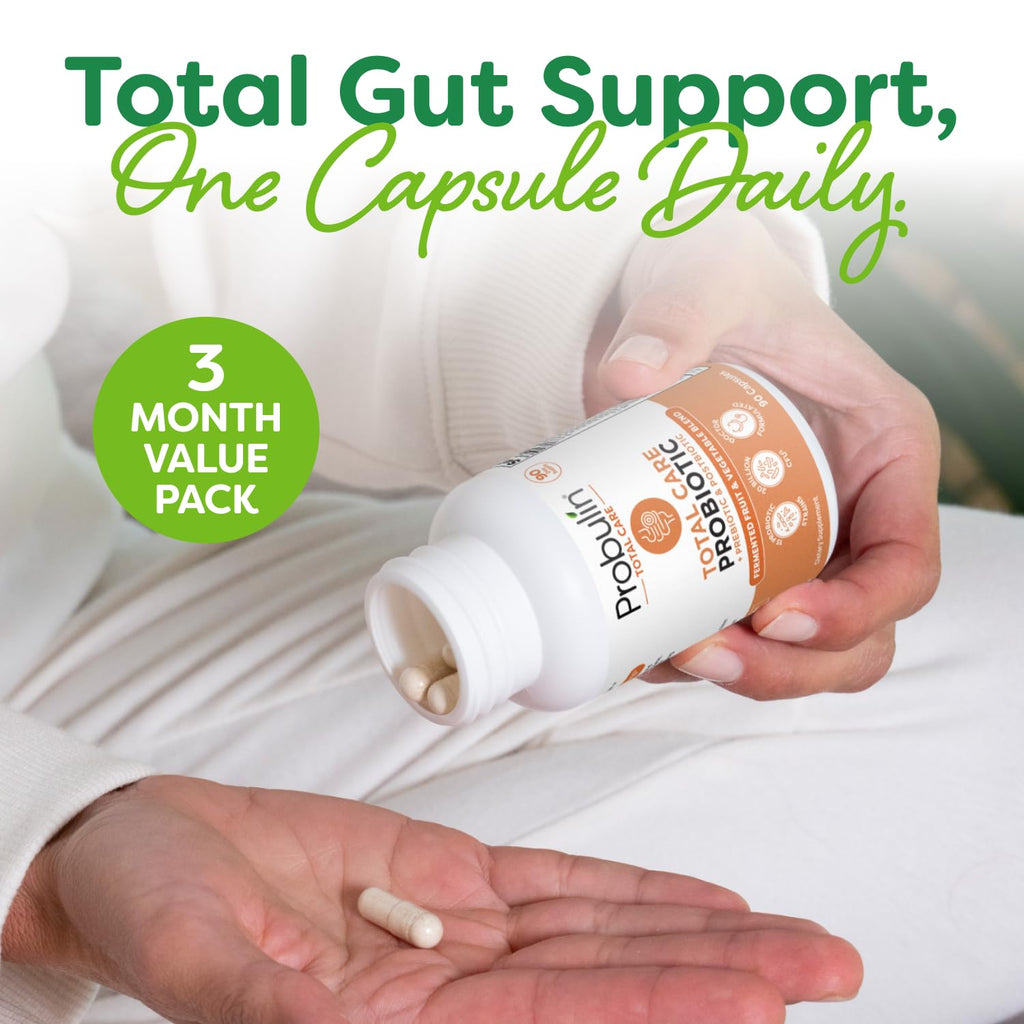 Probulin Total Care Probiotic Supplement, Daily Gut, Digestive, and Immune Health Probiotics Capsules for Men and Women, 20 Billion CFU, Vegan, 90 Count Bottle
