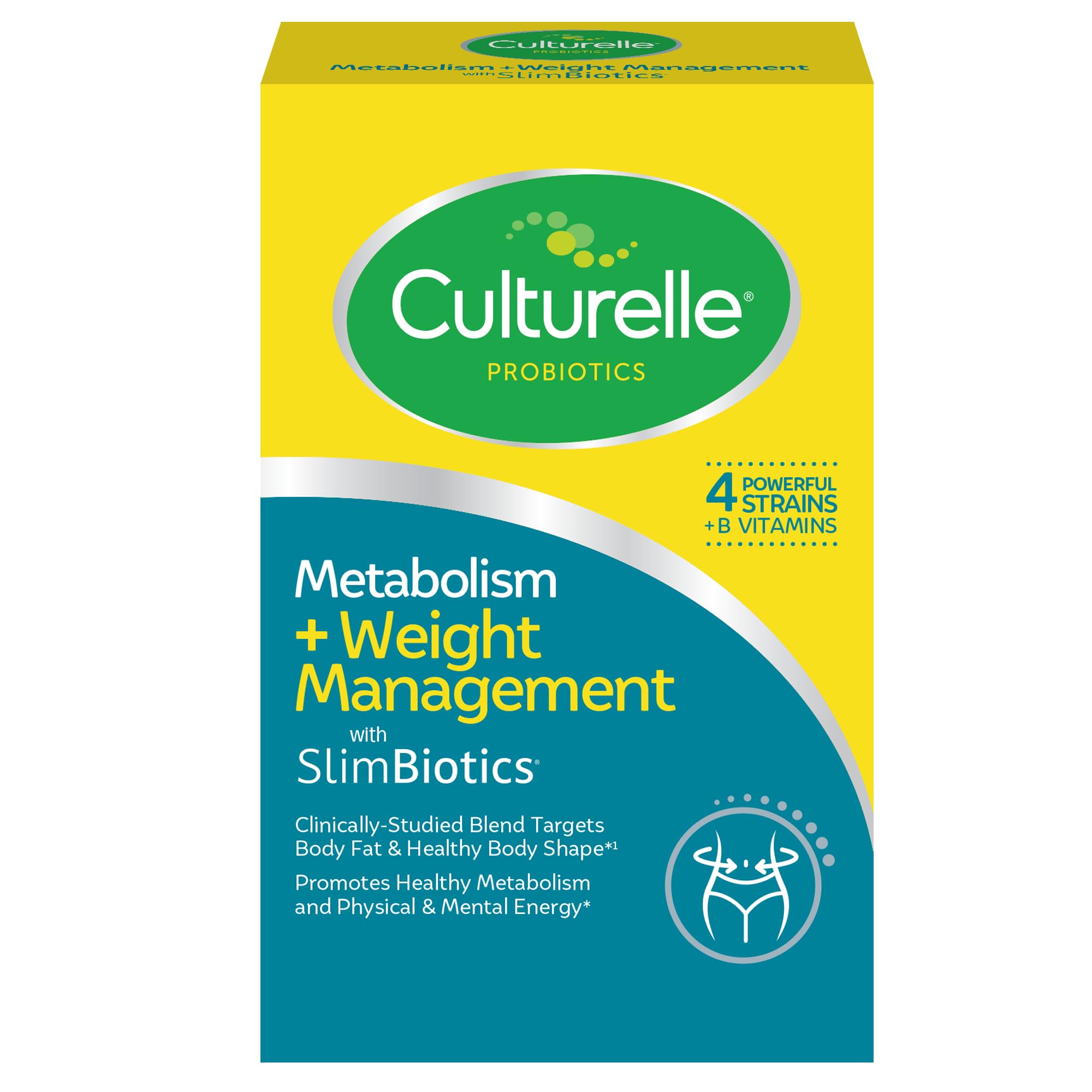 Culturelle Metabolism + Weight Management with SlimBiotics® Probiotic Capsules – 30 Count – Helps Safely Manage Weight - Promotes Healthy Metabolism and Physical & Mental Energy Culturelle Au supplements