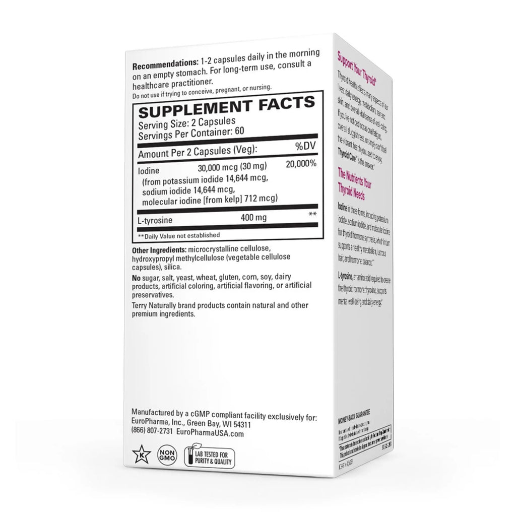 Terry Naturally Thyroid Care - 120 Capsules - Complete Metabolic Function - with Iodine Terry Naturally Au supplements