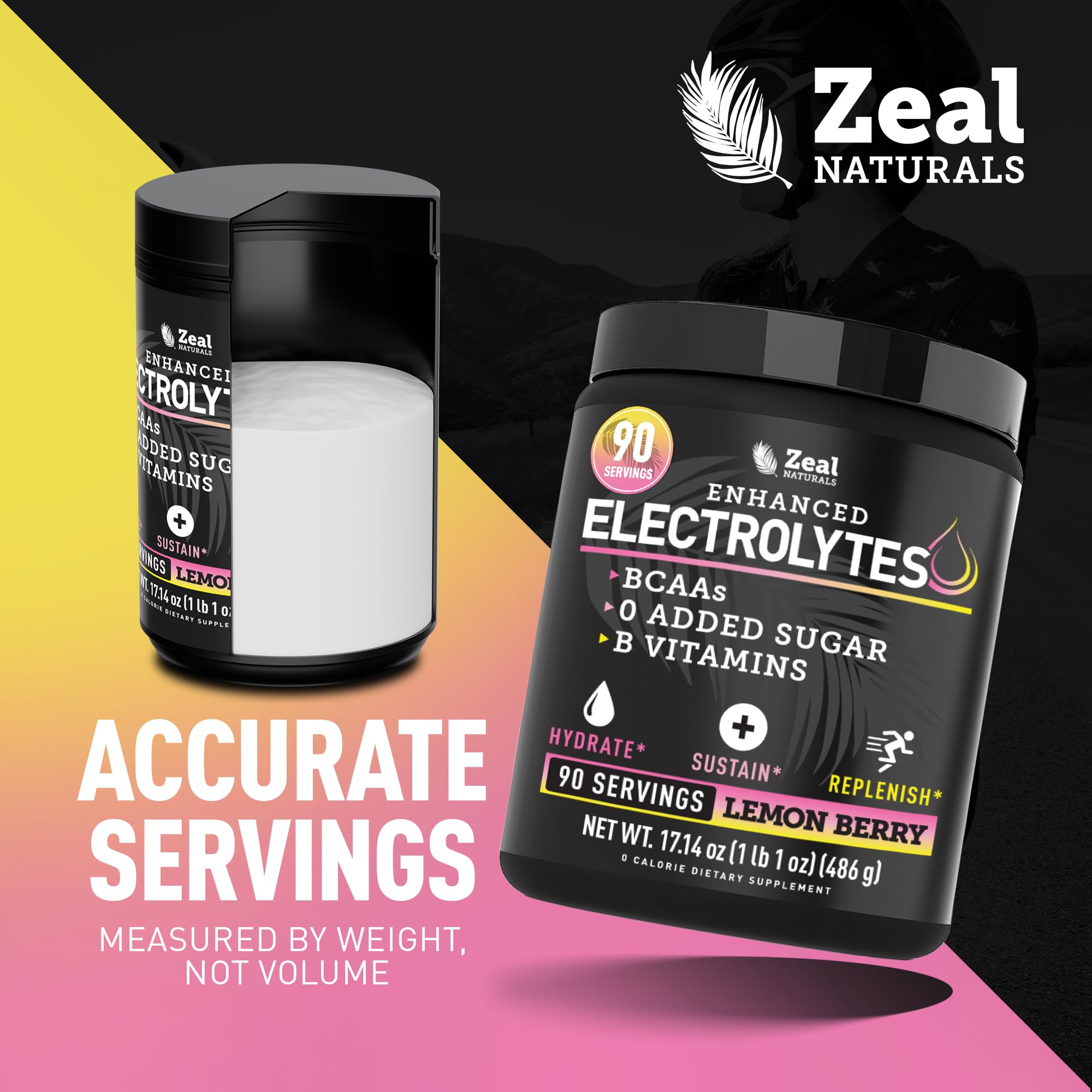 Zeal Electrolyte Powder - 90 Servings | Keto Electrolytes Powder | Zero Sugar, BCAAs, B-Vitamins | Potassium, Zinc, Magnesium