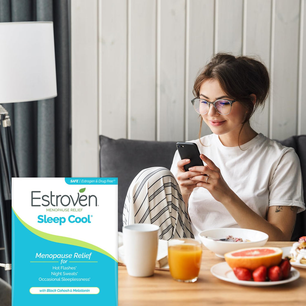Estroven Sleep Cool for Menopause Relief, 30 Ct, Sleep Support Supplement With Clinically Proven Ingredients to Relieve Menopause Symptoms plus Night Sweats & Hot Flash Relief, Drug-No & Gluten-No Estroven Au supplements