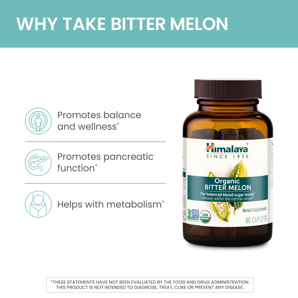 Himalaya Organic Bitter Melon - Herbal Glucose Metabolism Support - USDA Organic, Non-GMO, Vegan, Gluten Free