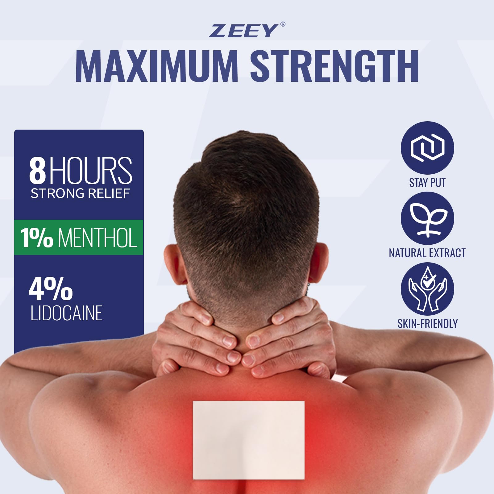 ZEEY 4% Lidocaine Pain Relief Patches, with 1% Menthol Maximum Strength OTC, for Back, Knee, Neck, Shoulders, Joints, Muscle Soreness, Fast Acting, Long Lasting, Large Gel Patch, 5.5" x 3.94", 20Ct ZEEY Au supplements