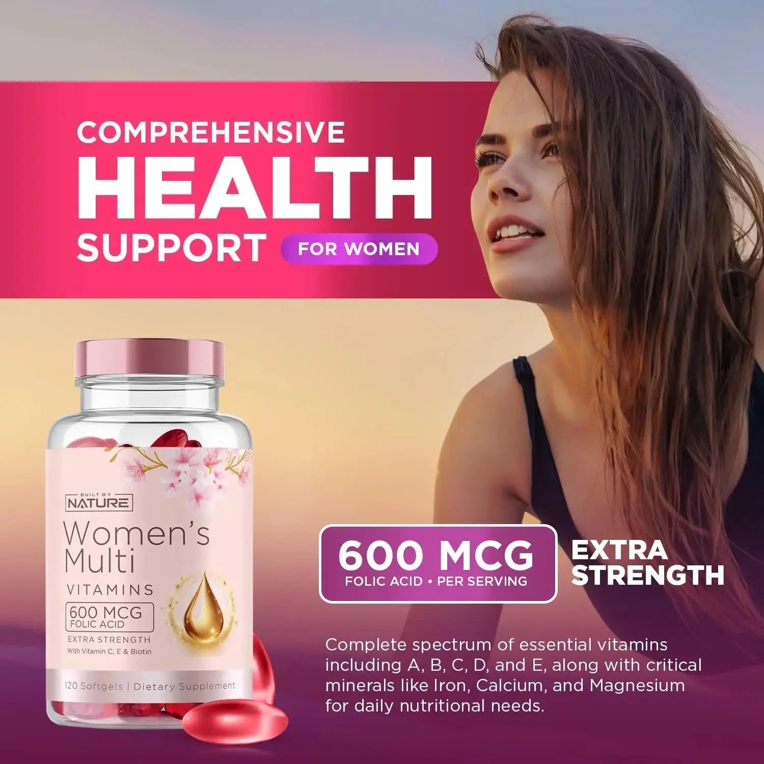Built by Nature Vitamins for Women – Women's Complete Daily Multivitamin Supplement with A, B, C, D, E, Iron, Calcium, Magnesium and Multi Minerals Built by Nature Au supplements