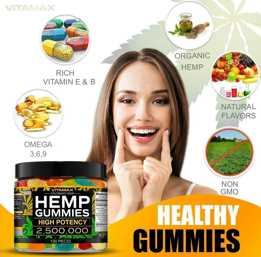 Vitamax Hemp Gummies - Great for Peace & Relaxation - 2,500,000 - Natural Fruit Flavors Vitamax Au supplements