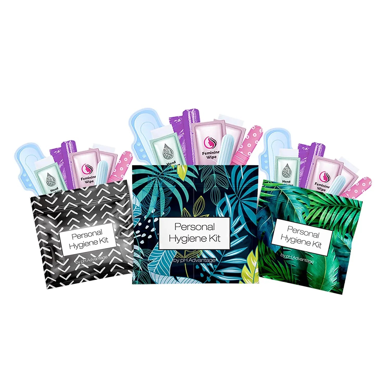3 x Menstrual All-in-One Kits - Assorted Colors | Convenience on The Go | Single Period Kit Packs pH Advantage Au supplements