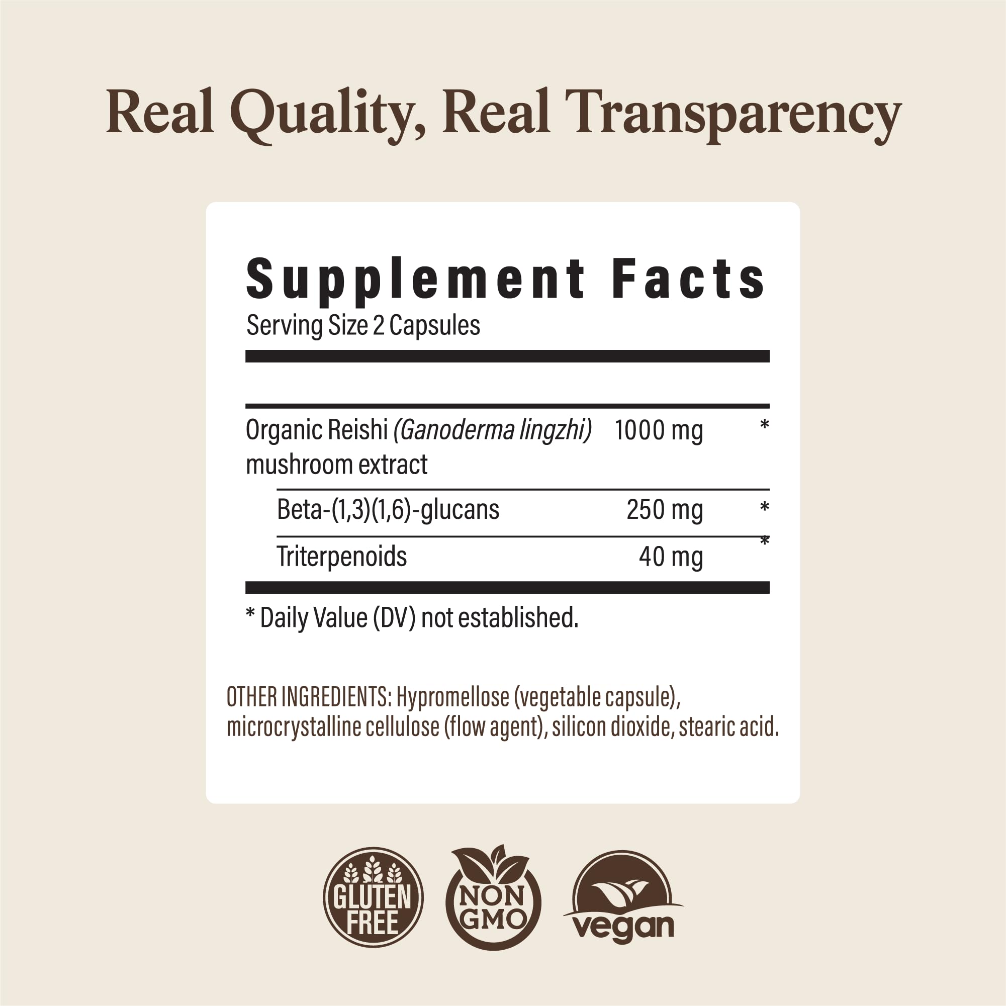 Real Mushrooms Reishi Mushroom Capsules - Handpicked Organic Mushroom Extracts