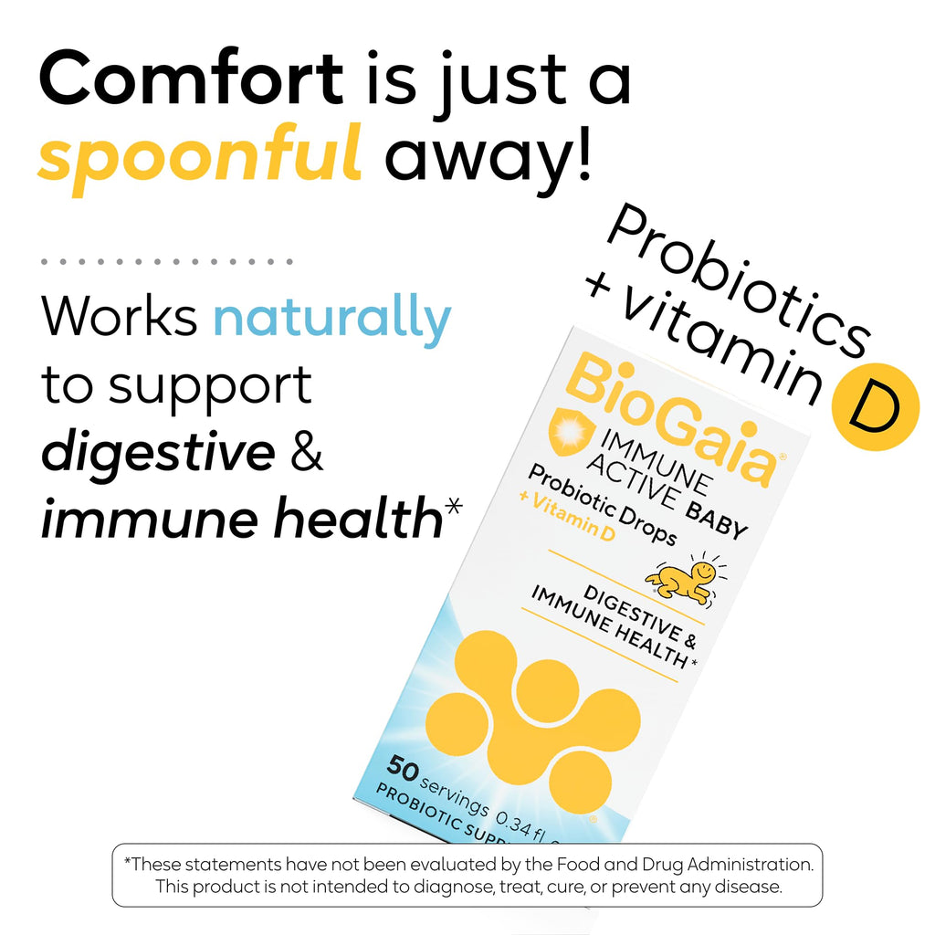 BioGaia Immune Active Baby Probiotic Drops + Vitamin D | for Babies & Toddlers 0-36 Months | Supports Digestive & Immune Health